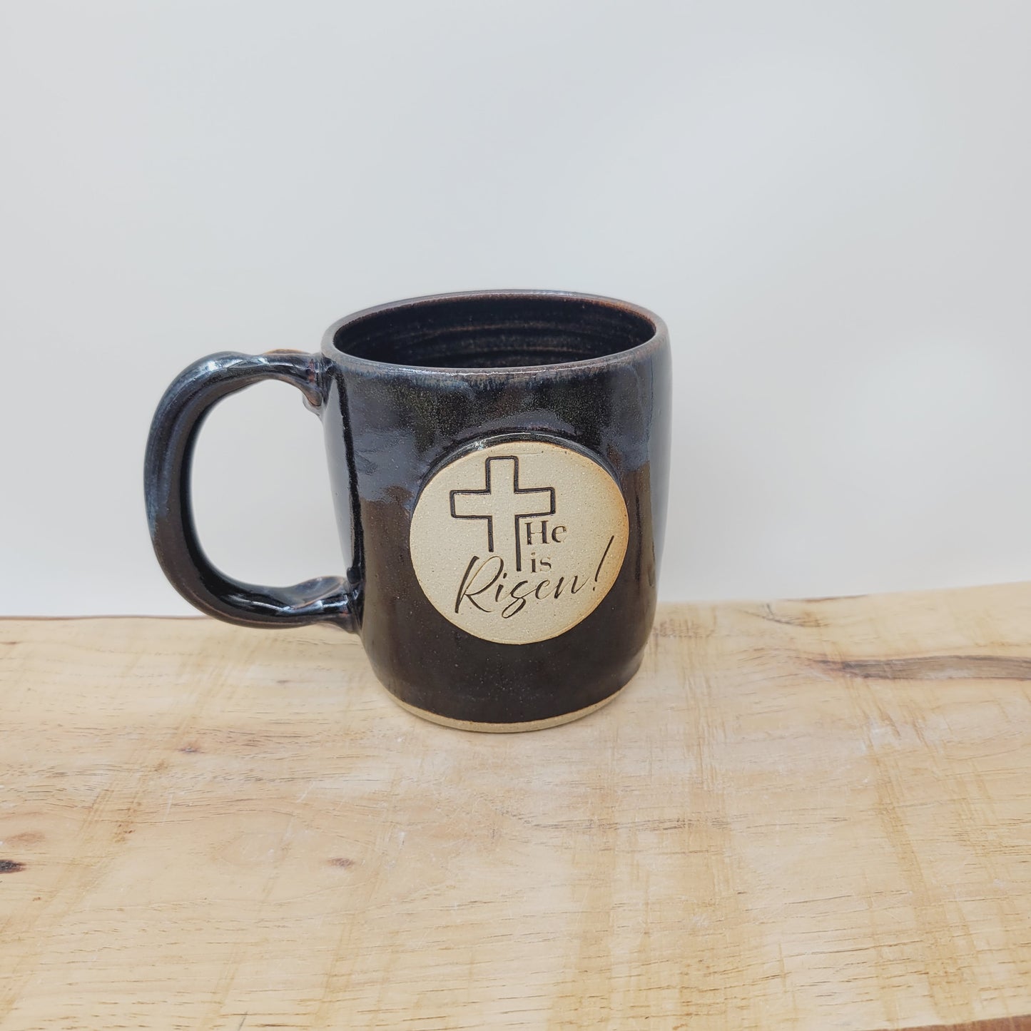 Easter Morning Mug  | He is Risen! | Handmade Pottery Coffee Cup | Christian Gifts | Black |