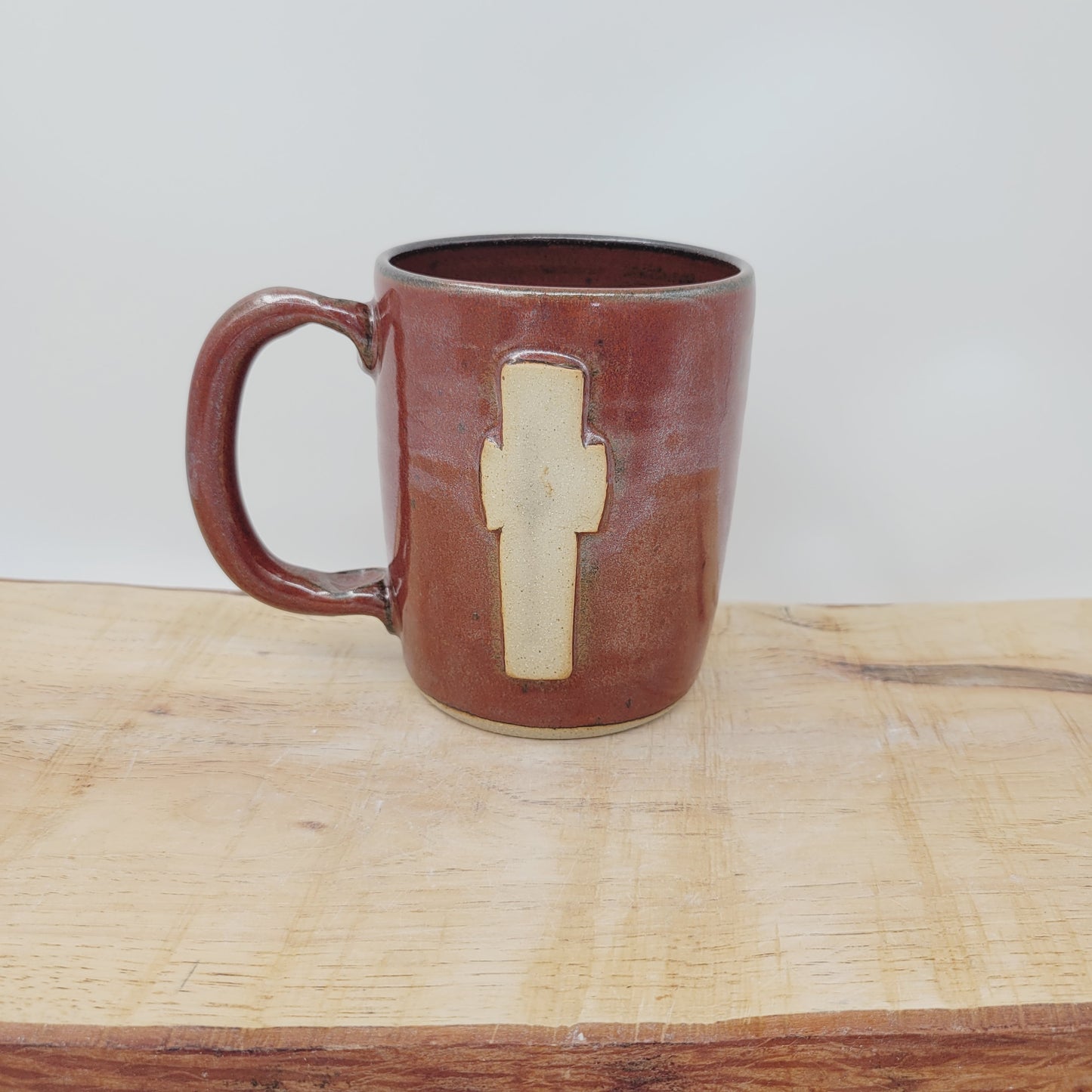 Easter Rustic Cross Coffee Cup | Christian Cross Mug | Pastor Preacher Priest Gifts | Handmade Pottery | Brick Red