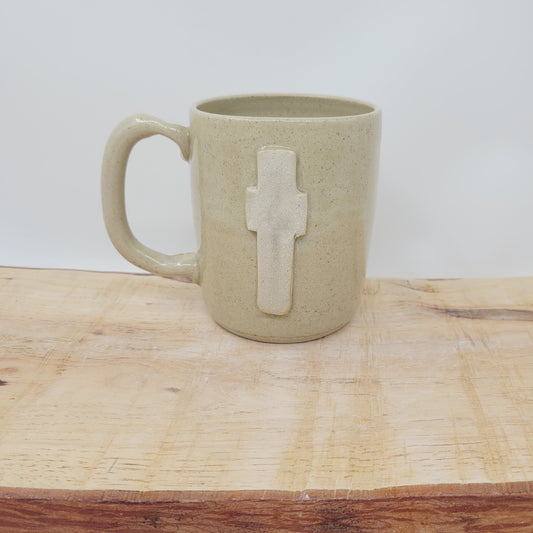 Easter Morning Cross Coffee Cup | Christian Mug | Ceramic Pottery | Cream | 16 Ounces