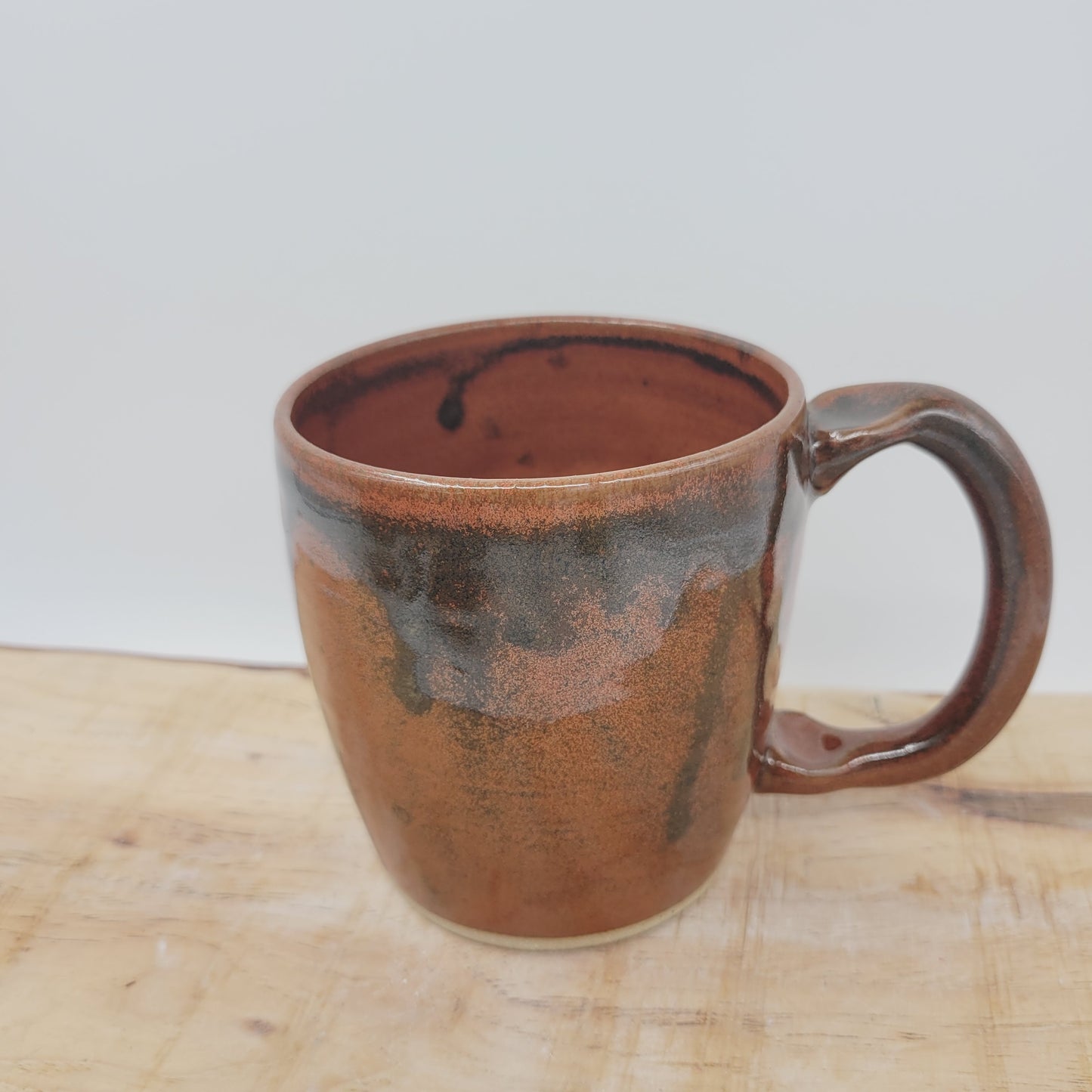 Smiley Face Mug | 16 Ounces | Rustic Red Brown | Handmade Stoneware Pottery Coffee Cups