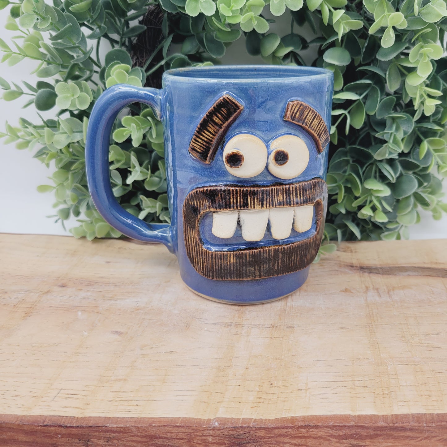 Man's Beard Mug | Blue Mustache Coffee Cup | Hairy Man Gift | Dad Boyfriend Husband | Nelson Studio
