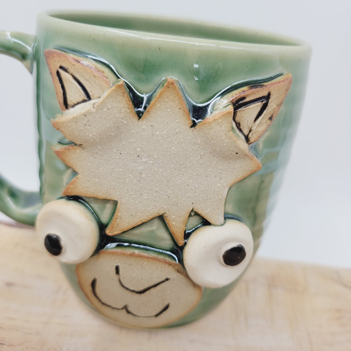 Llama Lover Coffee Cups and Tea Mugs | Green Handmade Pottery Tea | 16 Ounces | Silly Animals