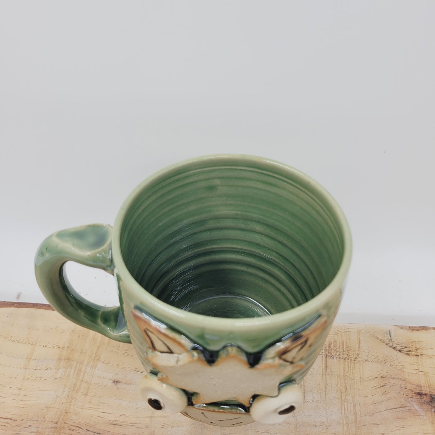 Llama Lover Coffee Cups and Tea Mugs | Green Handmade Pottery Tea | 16 Ounces | Silly Animals