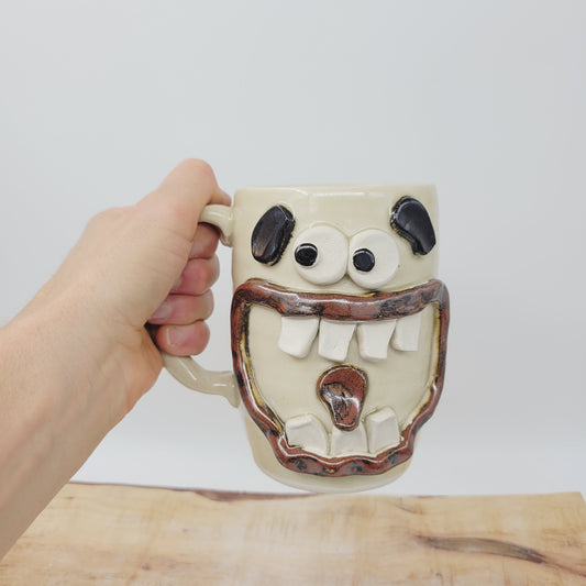 Not a Morning Person Coffee Cup | Large 20 Ounces | Cream Stoneware Pottery | Handmade Ug Chug Face Mug
