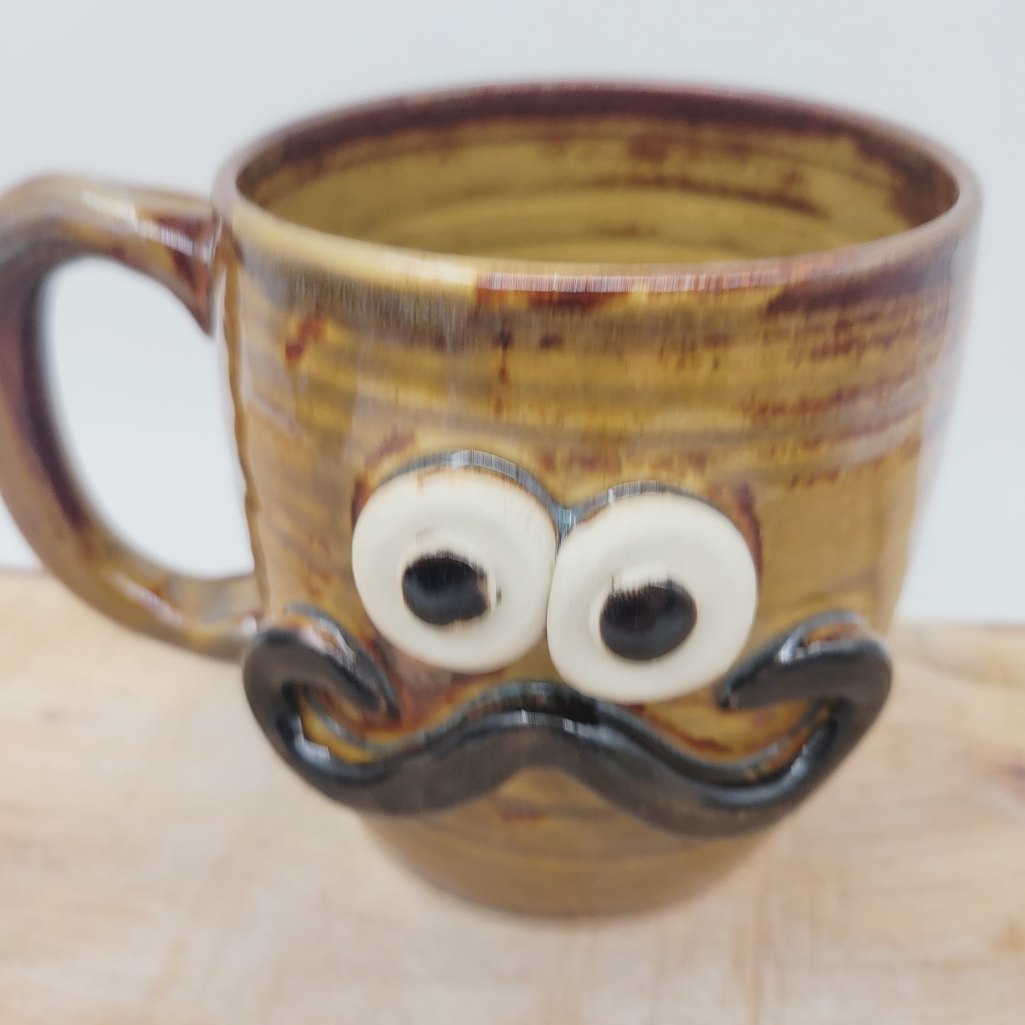 Mans Handlebar Mustache Face Mug | Funny Coffee Cup | Medium 10-12 Ounces | Nelson Studio Stoneware Pottery | Handmade Ug Chug
