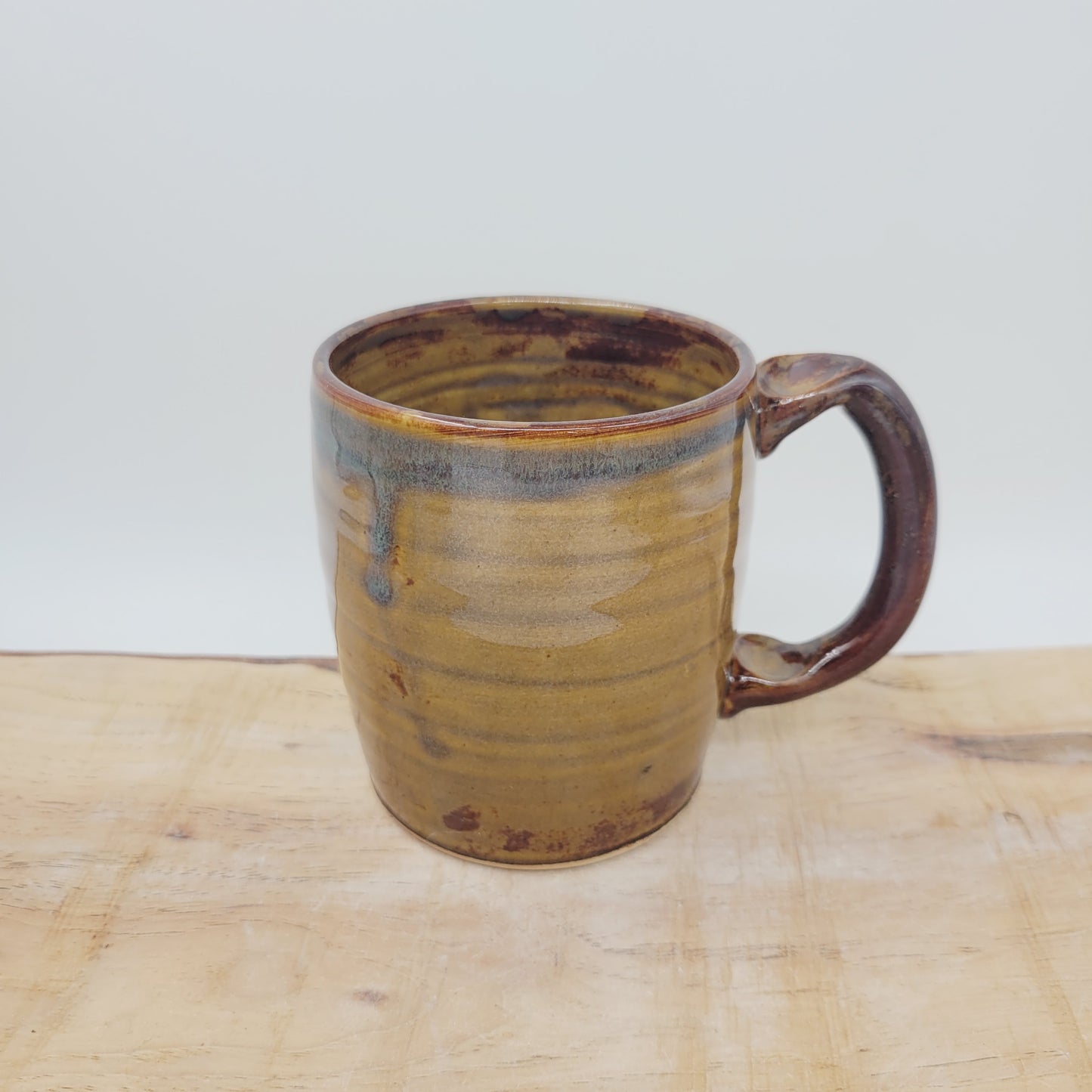 Mans Gag Gift Mug | Monocle and Mustache Coffee Cup | Handmade Stoneware Pottery | Rusty Brown | Fun Gifts for Husband Guy Boyfriend