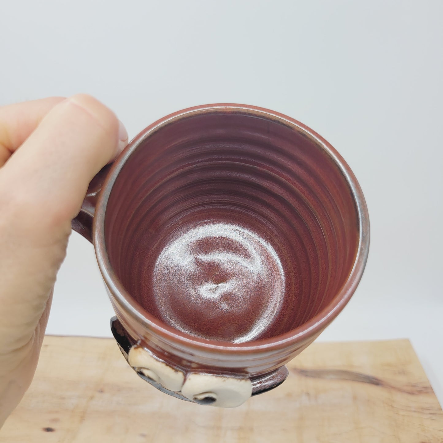 Man's Bushy Mustache Mug | Ceramic Stoneware Pottery Coffee Cup | Microwave Dishwasher Safe | Rustic Red Brown