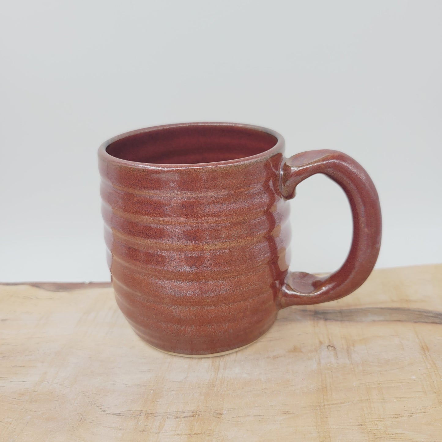 Man's Bushy Mustache Mug | Ceramic Stoneware Pottery Coffee Cup | Microwave Dishwasher Safe | Rustic Red Brown