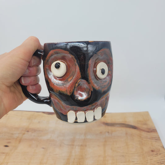 HALLOWEEN Coffee Cup | Spooky Scary Zombie Face Monster Mug | Fall Autumn Pottery | 16 Ounces