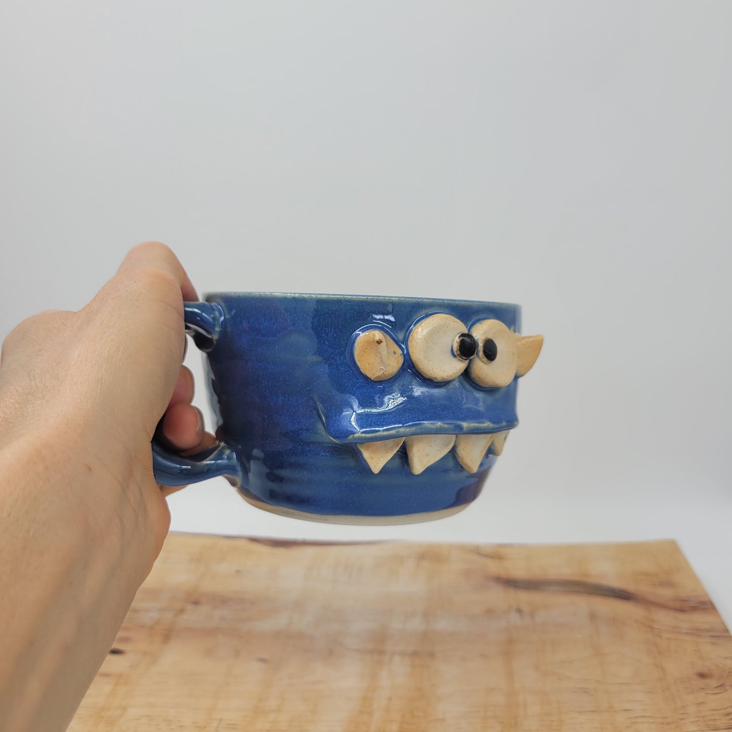Monster Face Red Chili Crock | Funny Gum Chewer Creature Bowl with Small Handle | Nelson Studio Ug Chug Soup Mug