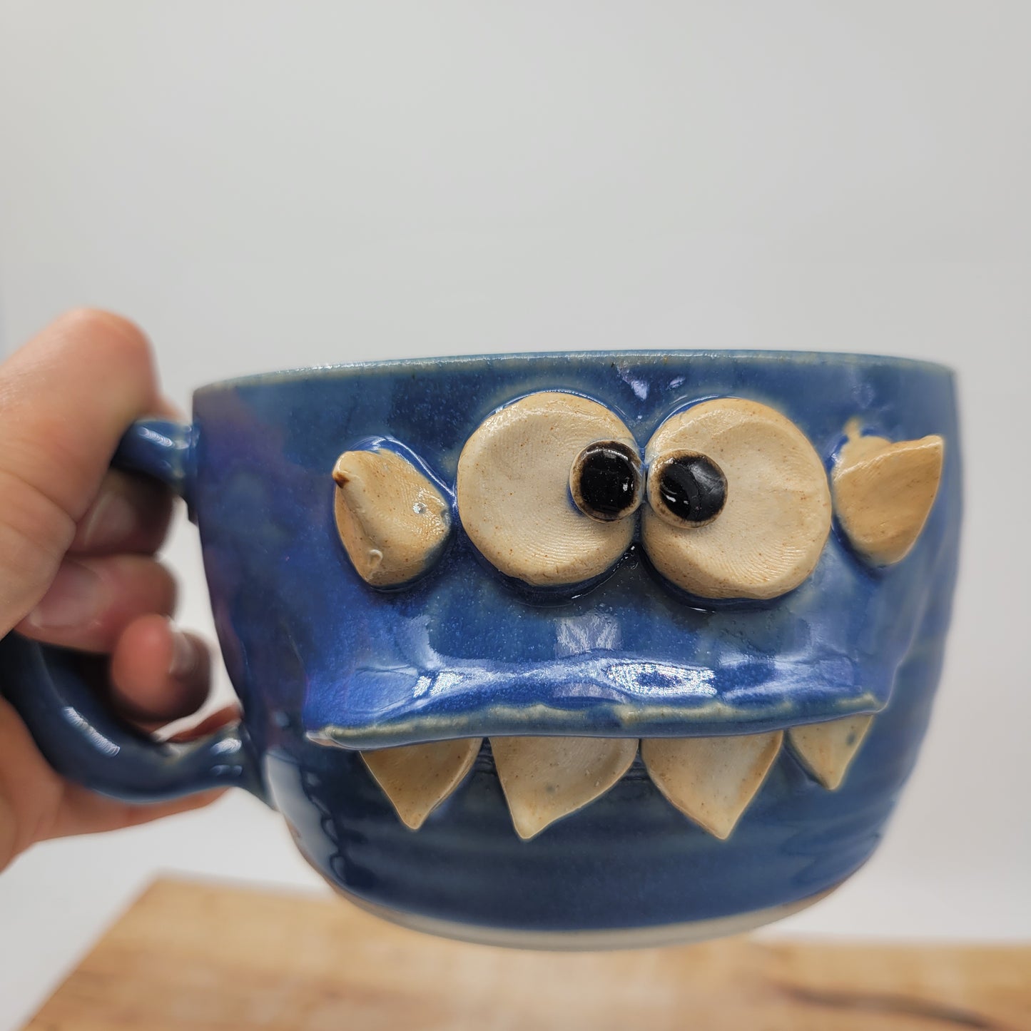 Monster Face Red Chili Crock | Funny Gum Chewer Creature Bowl with Small Handle | Nelson Studio Ug Chug Soup Mug