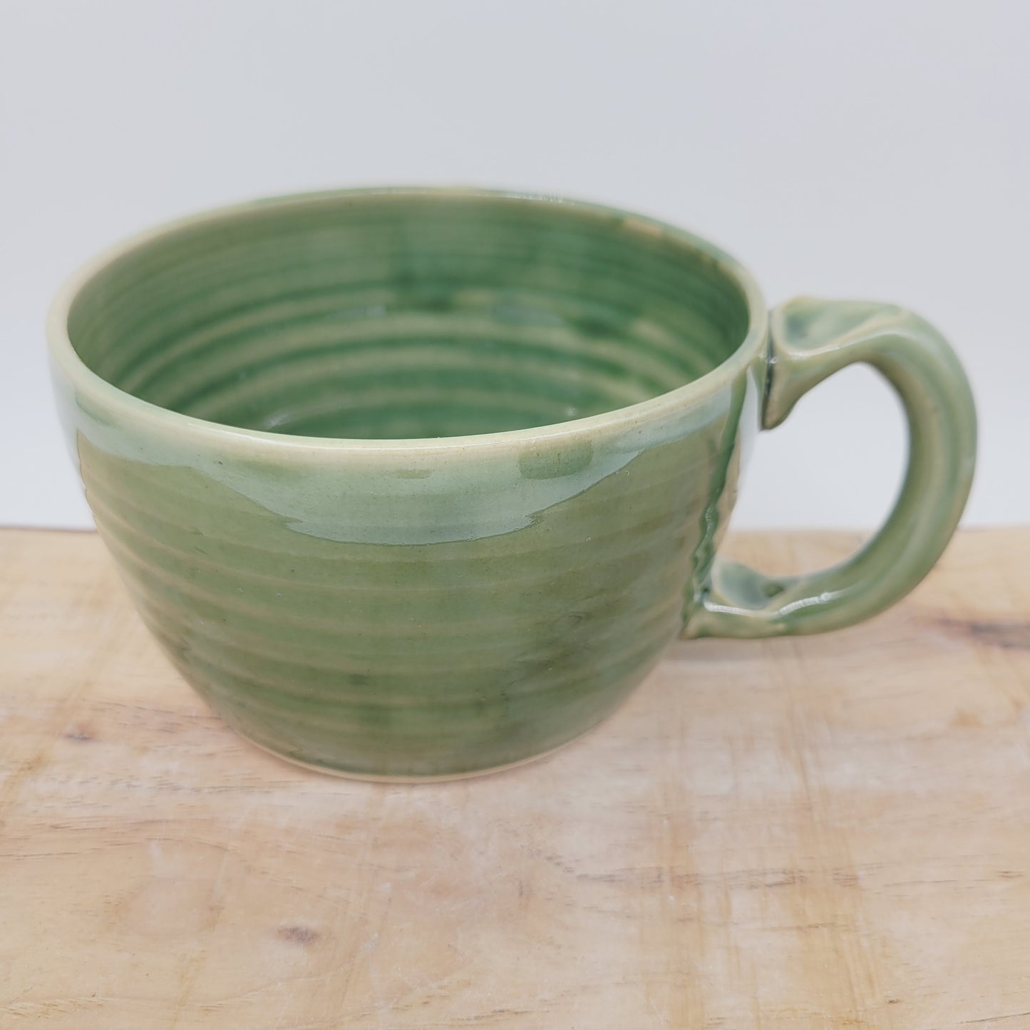 Monster Soup Mug with Horns | Handmade Pottery Fall Pottery Chili Crock | Funny Creature Cyclops Face |  Green