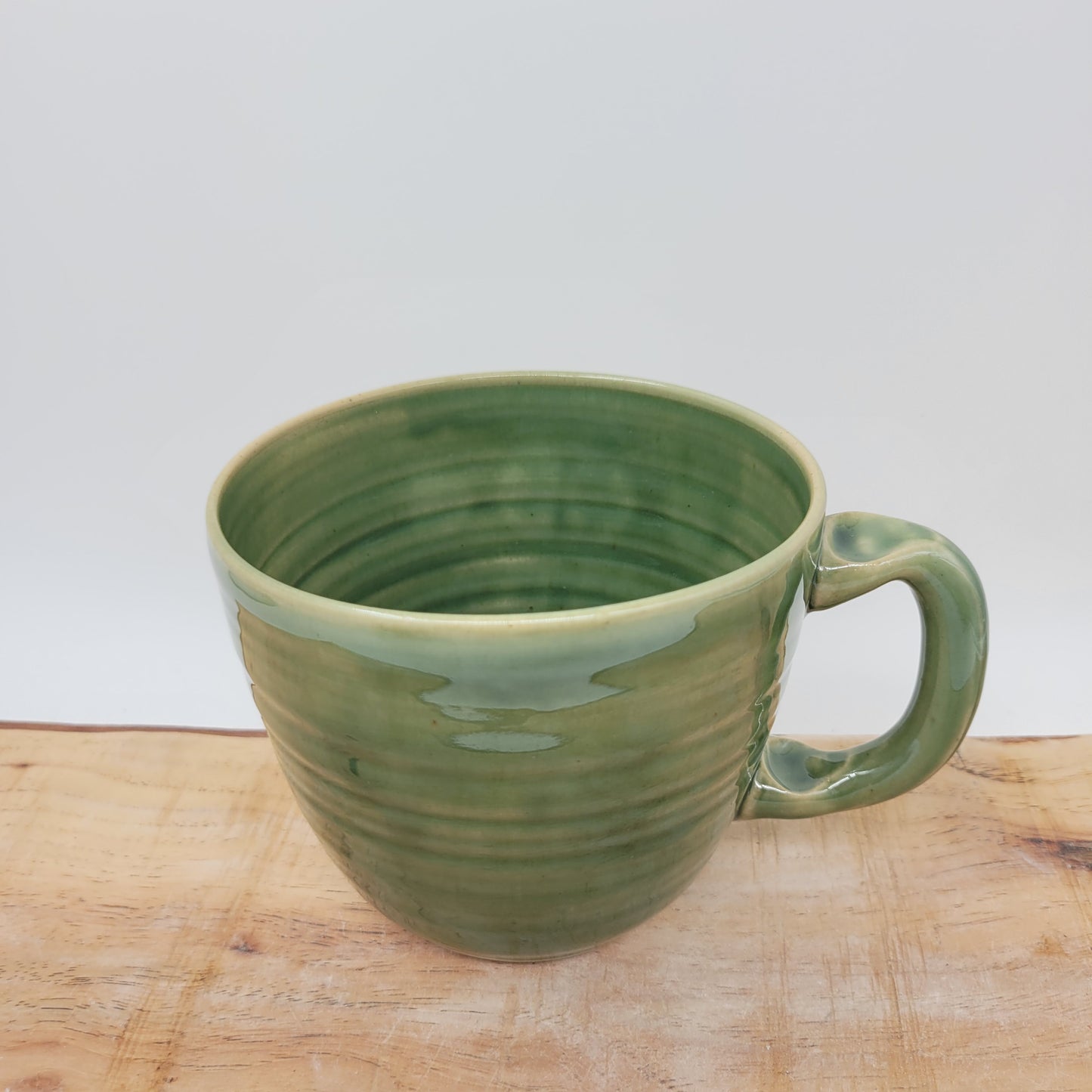 Cat lover Soup Mug | PRISCILLA Cat by Nelson Studio | Funny Feline Face Bowl with Small Handle | Green