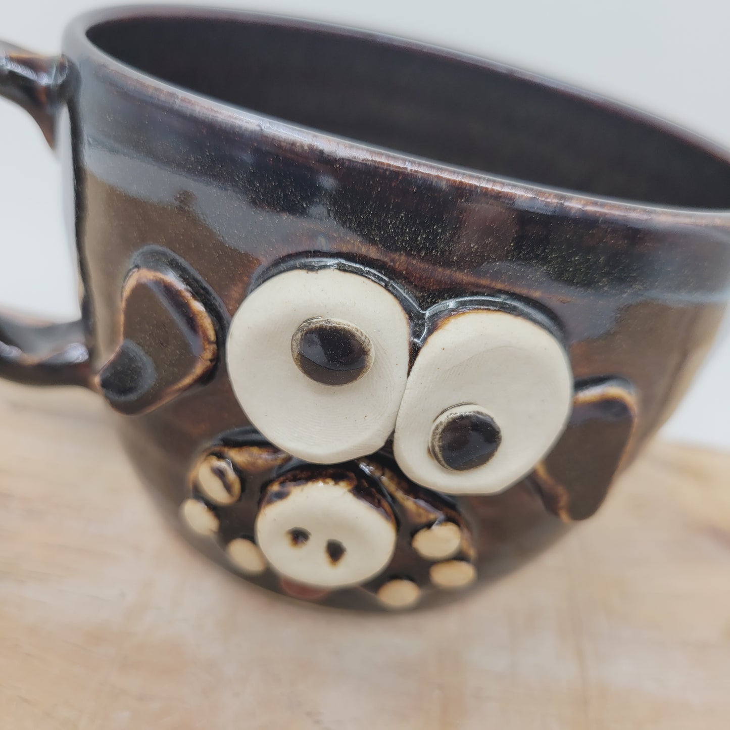 Dog Themed Soup Mug | Puppy Face Bowl with Handle by Nelson Studio | Black