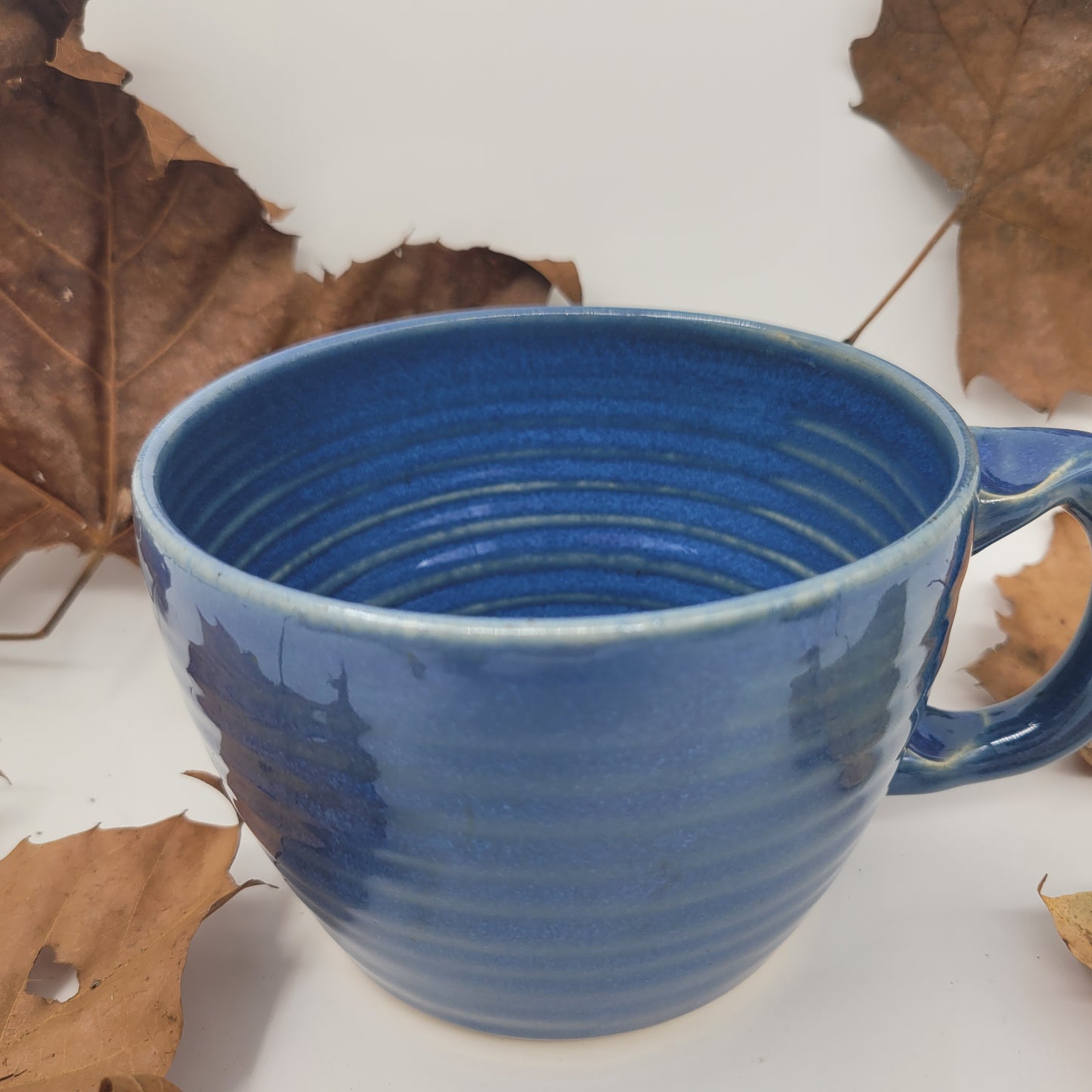 Funny Cereal Bowl Chili Crock | Blue | Handmade Stoneware Pottery Chicken Soup Mug | Bowl with Small Handle