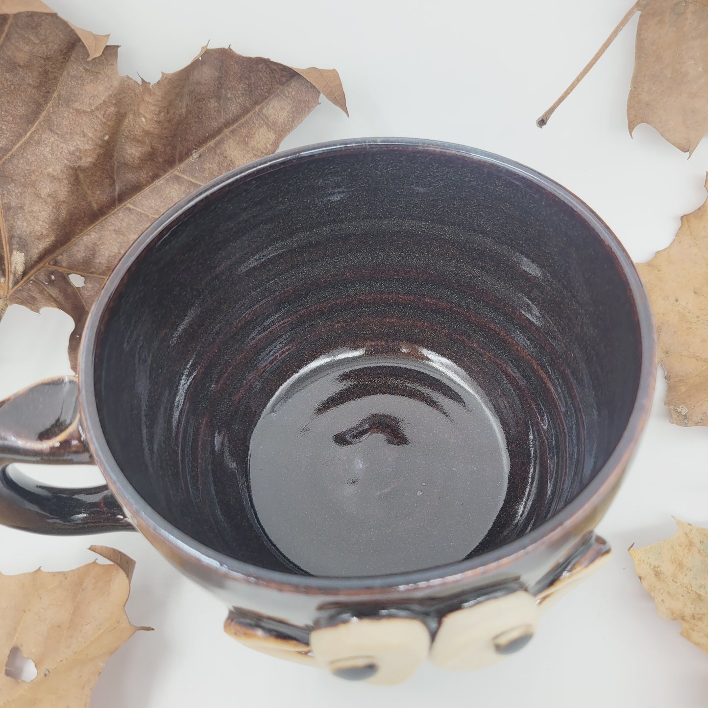 Handlebar Mustache Small Bowl with Handle | Black | Handmade Stoneware Pottery Soup Mug | Nelson Studio Ug Chug