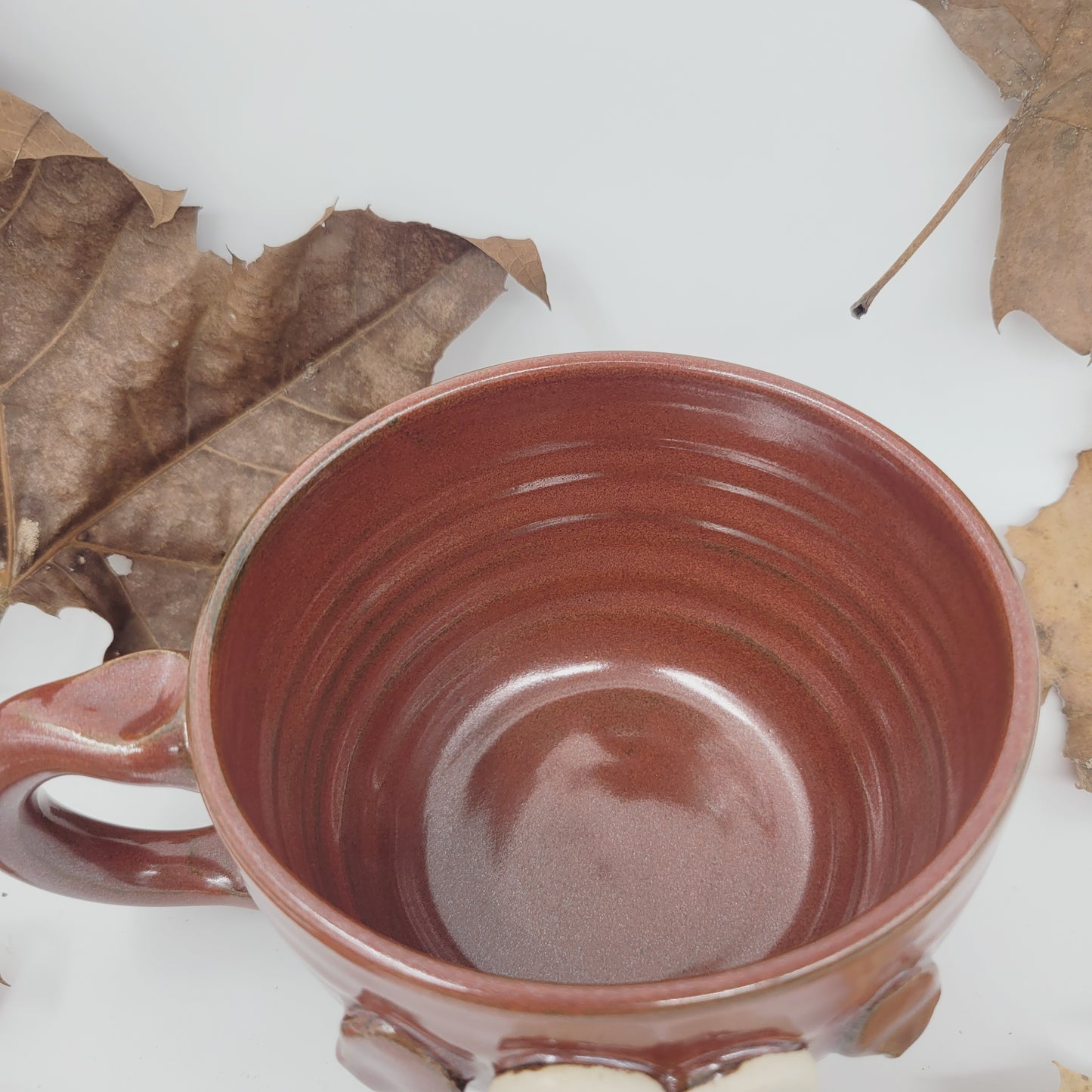 Dog Themed Soup Mug | Puppy Face Bowl with Handle by Nelson Studio | Brick Red