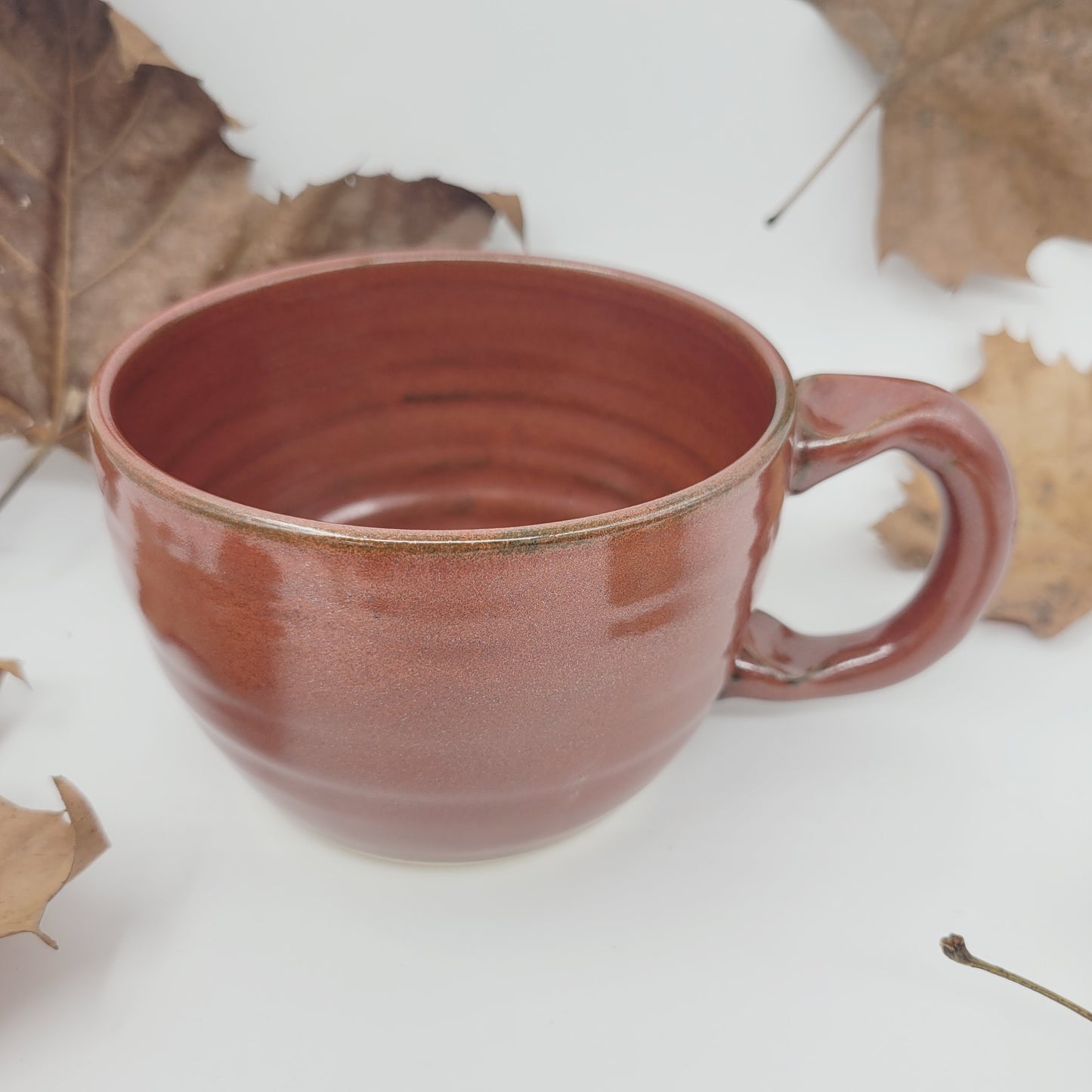 Dog Themed Soup Mug | Puppy Face Bowl with Handle by Nelson Studio | Brick Red