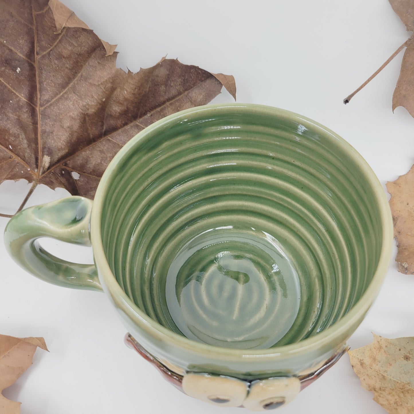 Woman's Cereal Bowl Chili Crock | Green | Handmade Stoneware Pottery Soup Mug | Bowl with Small Handle