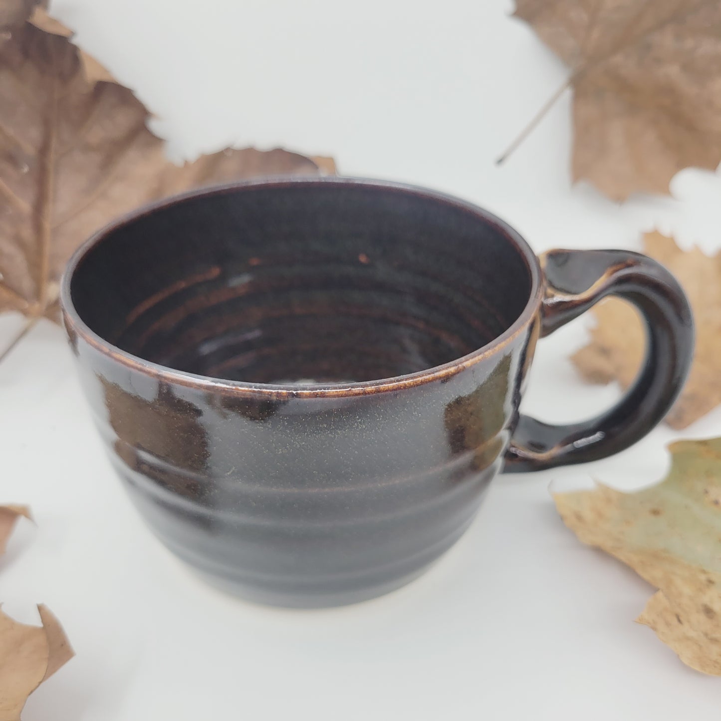 Woman's Cereal Bowl Chili Crock | Chocolate Black | Handmade Stoneware Pottery Soup Mug | Bowl with Small Handle
