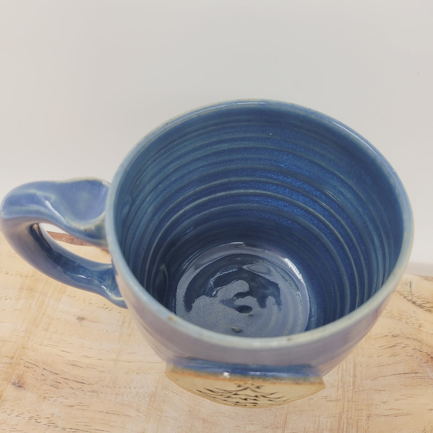 Christmas Tree Coffee Cup | Hot Chocolate Old Fashioned Pottery Mug | Blue | Medium 12 Ounces