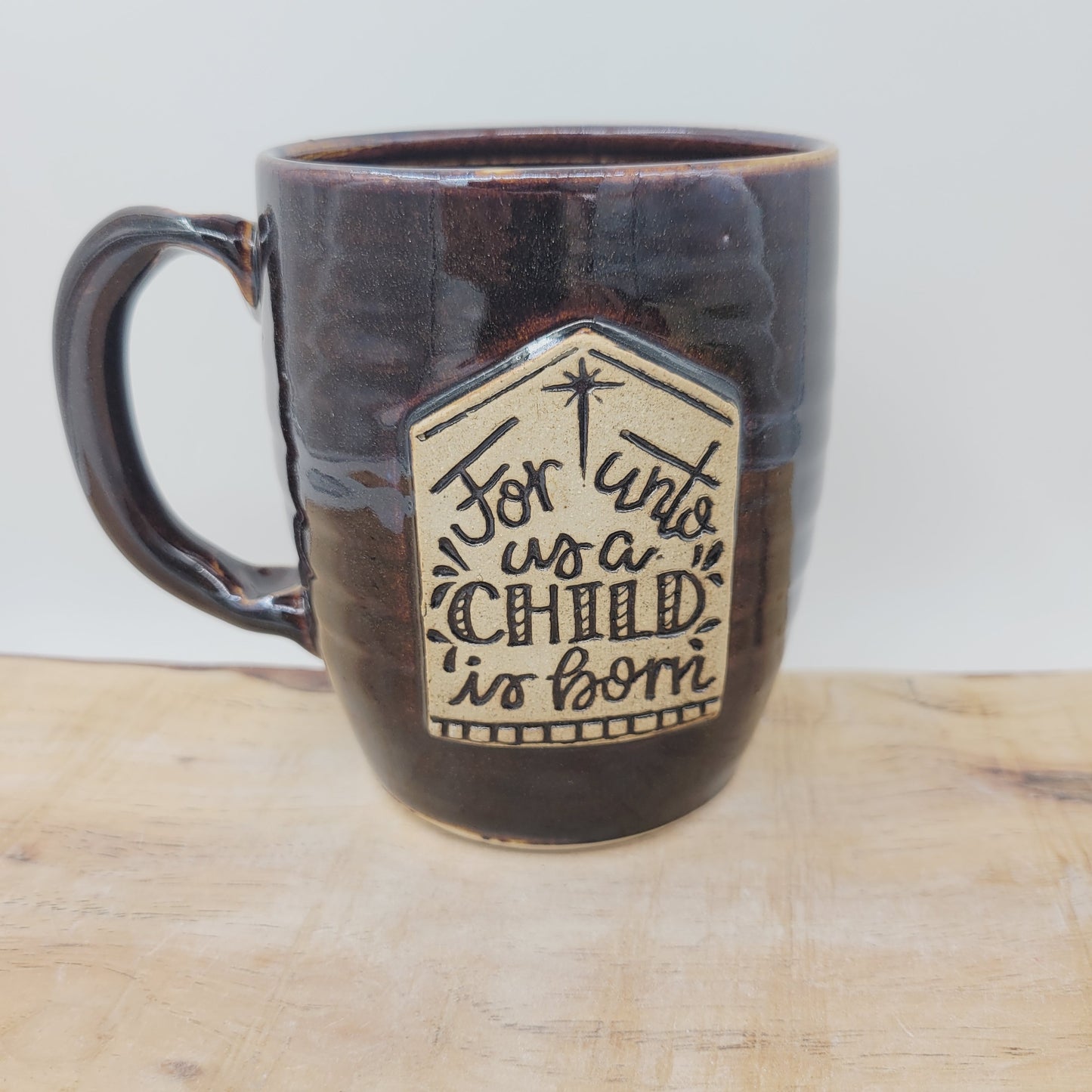 For Unto Us A Child Is Born | Christmas Coffee Cup | Christian Gifts | Christmastime Mugs | Black