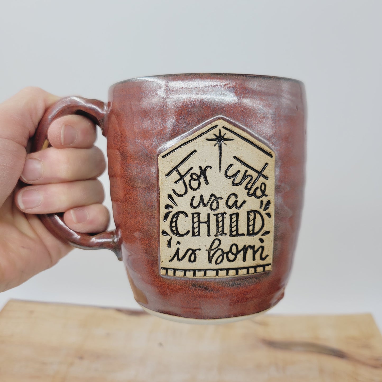 For Unto Us A Child Is Born | Christmas Coffee Cup | Christian Gifts | Christmastime Mugs | Cinnamon Red