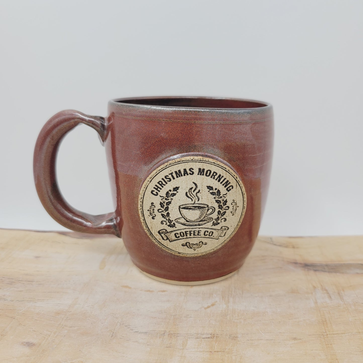 Christmas Morning Coffee Cup | Red | Handmade Stoneware Pottery Hot Chocolate Mug