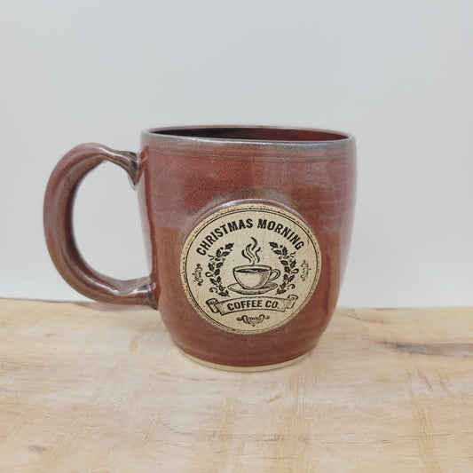 Christmas Morning Coffee Cup | Red | Handmade Stoneware Pottery Hot Chocolate Mug