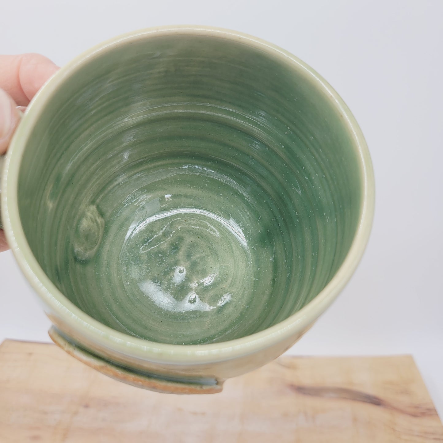 Christmas Morning Coffee Cup | Green | Handmade Stoneware Pottery Hot Chocolate Mug
