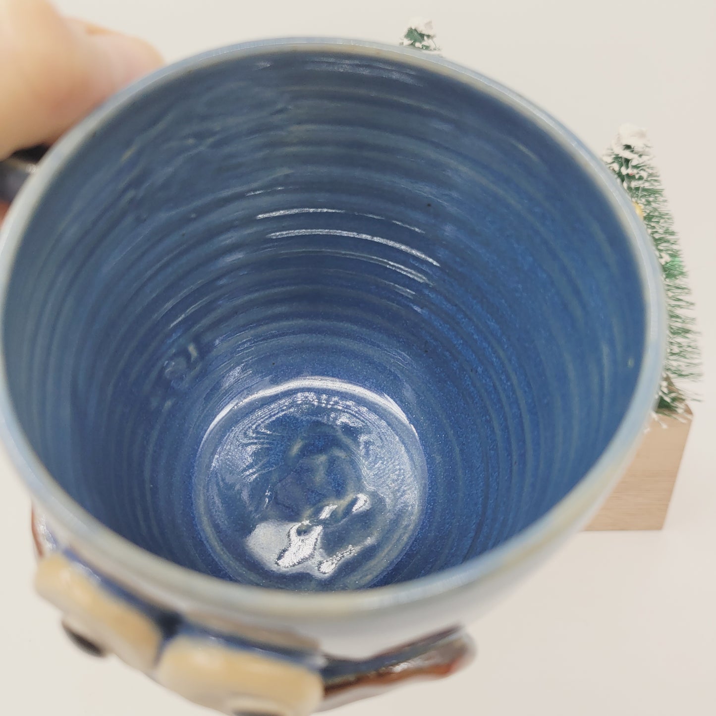 Funny Smiley Face Mug | Handmade Pottery Coffee Cups | Fun Gifts for Men Dad Husband | Ceramic Stoneware | 16 Ounces Large | Blue