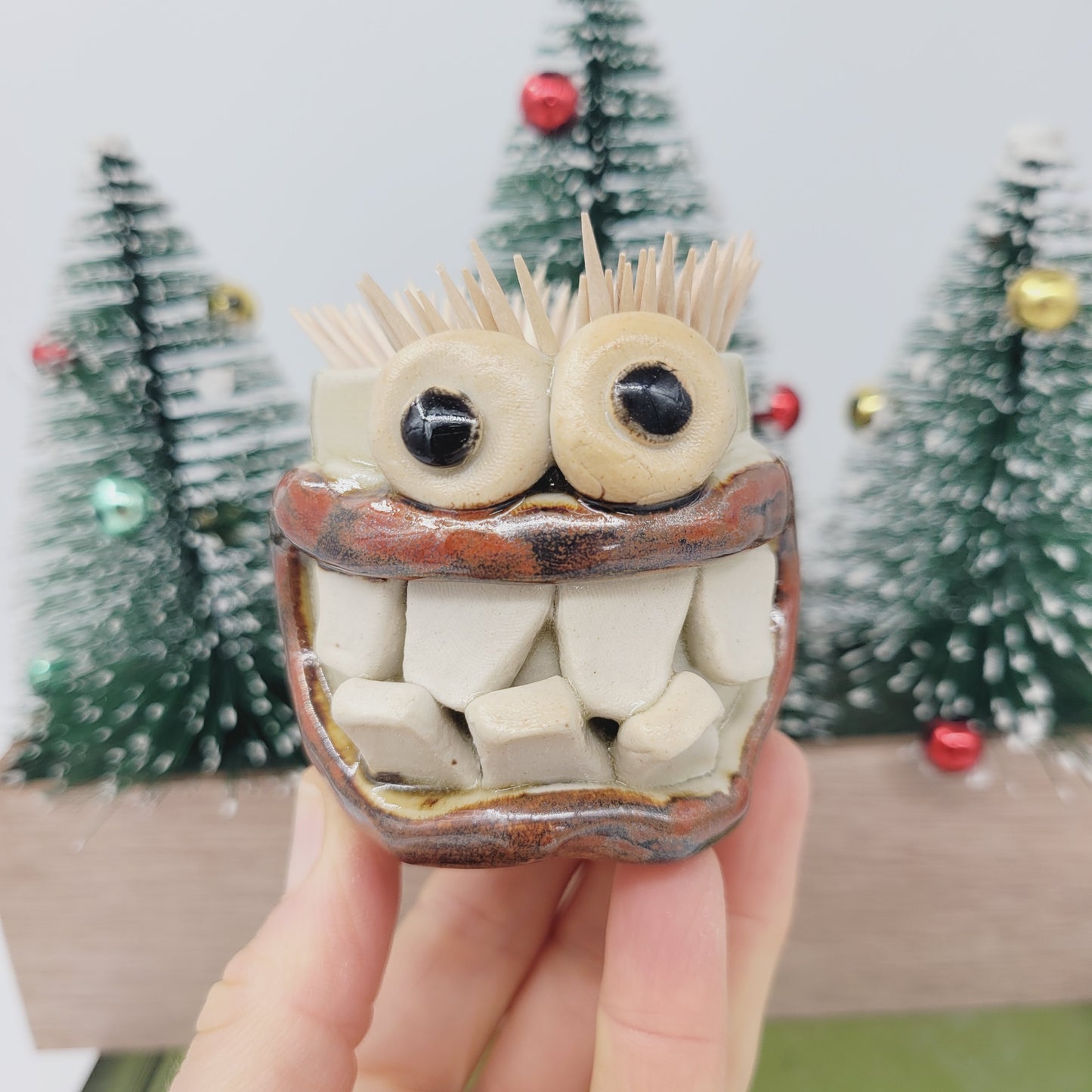 Toothpick Holder | Paperclip Cup | Funny Face Mini Pottery | Cream | Nelson Studio Ug Chug (Copy)