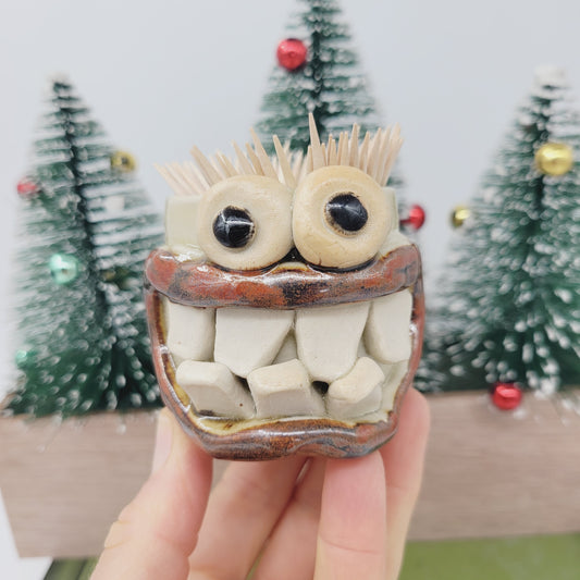 Toothpick Holder | Paperclip Cup | Funny Face Mini Pottery | Cream | Nelson Studio Ug Chug (Copy)