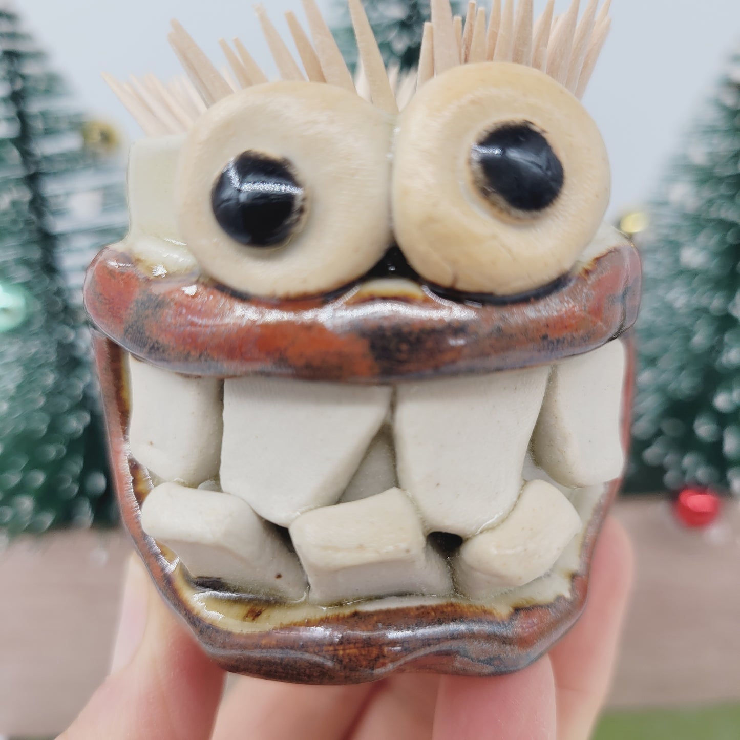 Toothpick Holder | Paperclip Cup | Funny Face Mini Pottery | Cream | Nelson Studio Ug Chug (Copy)