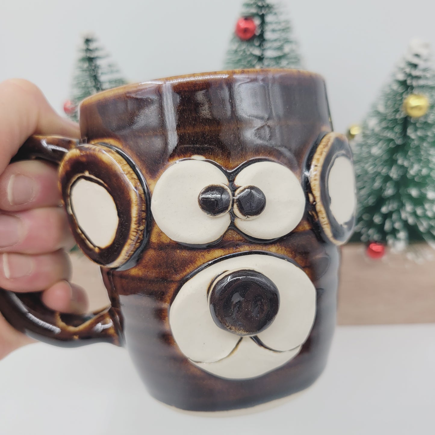Funny Black Bear Coffee Cup | Outdoor Mountain Cabin Mug | Handmade Stoneware Pottery | Nature Animal Lover Gifts