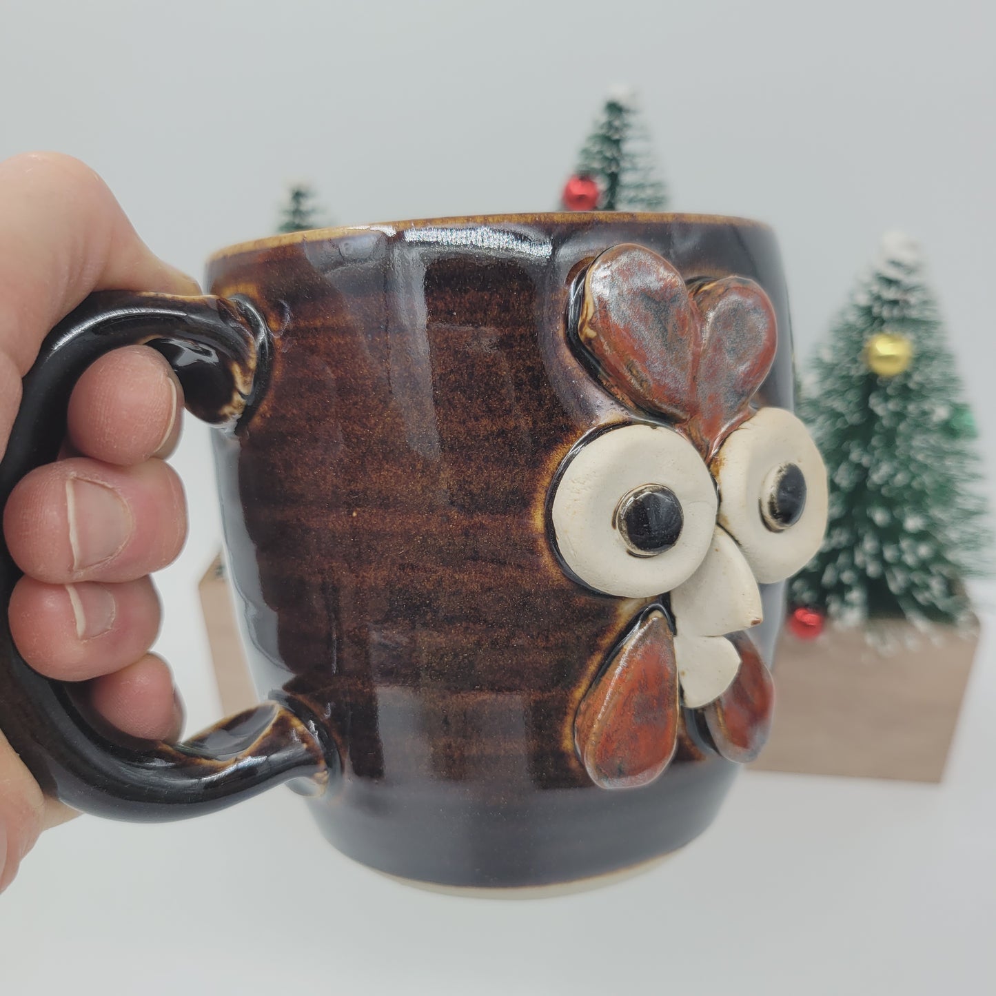 Rooster Coffee Cup | Funny Farm Barnyard Animals | Chicken Collector Face Mug | Black | 16 Oz Large