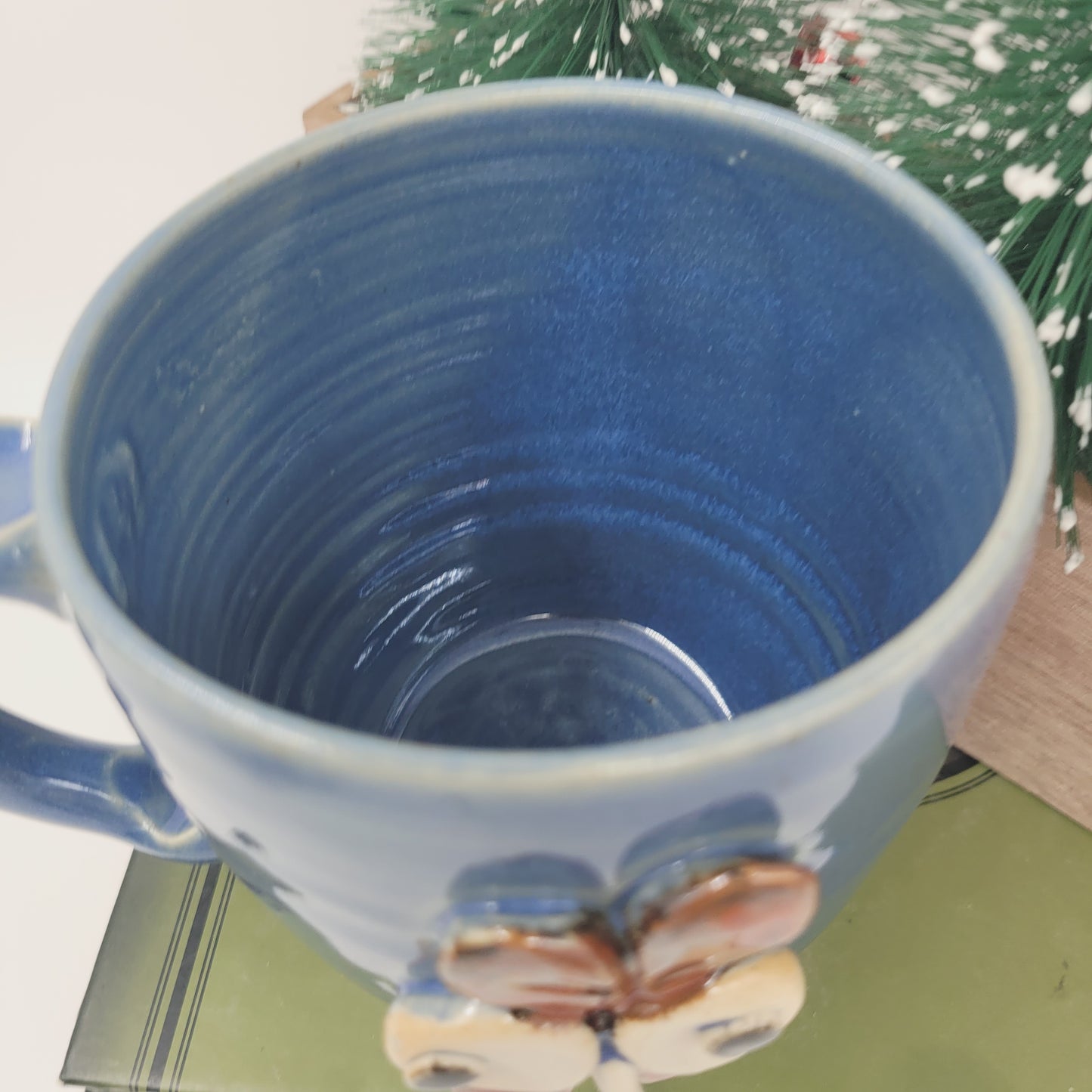 Pottery Chicken Mug | Blue | Extra Large | Cute Country Coffee Cup | Funny Farmhouse Rooster Hen Collector.