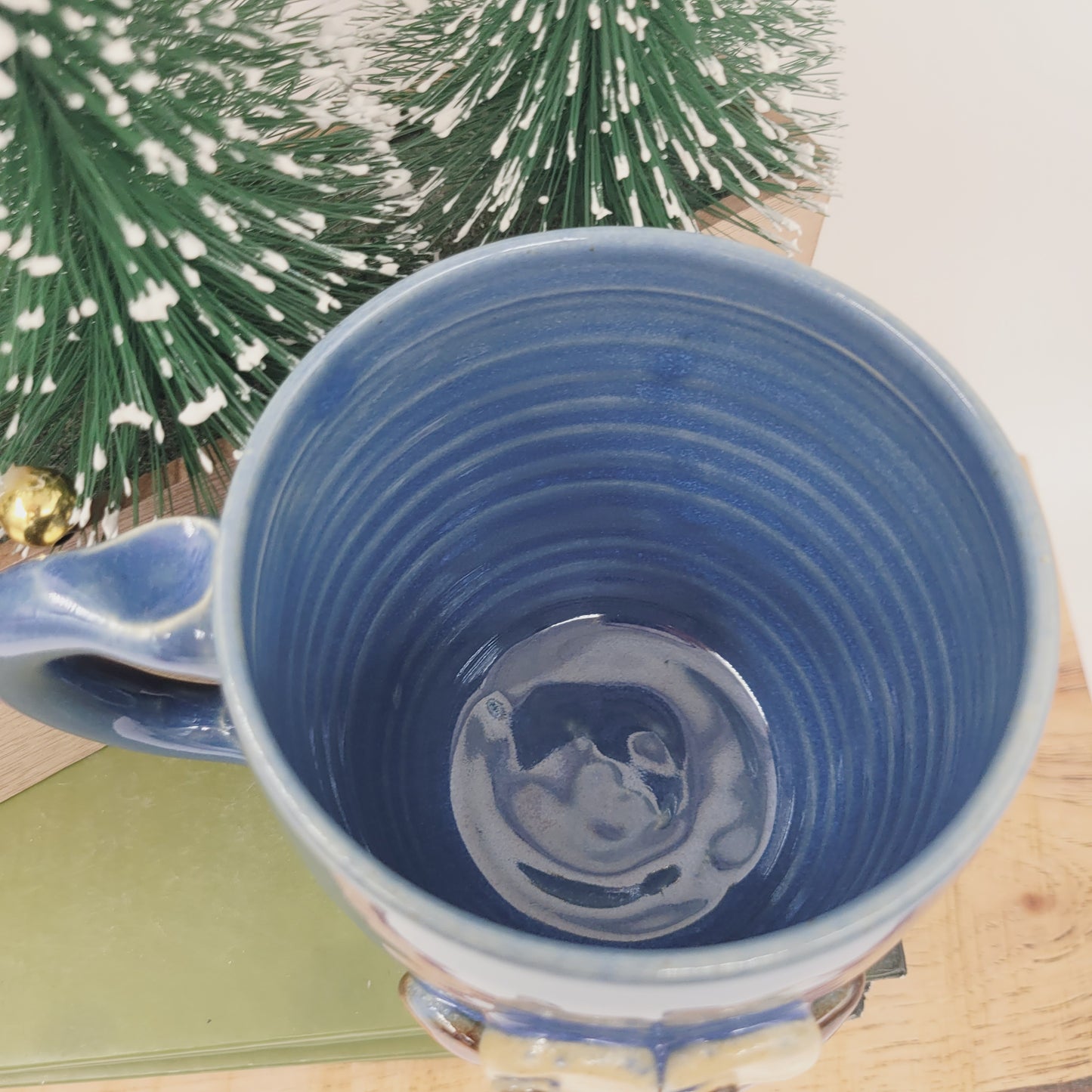 Funny Face Mug in Blue | Handmade Stoneware Pottery | Unique Coffee Cups