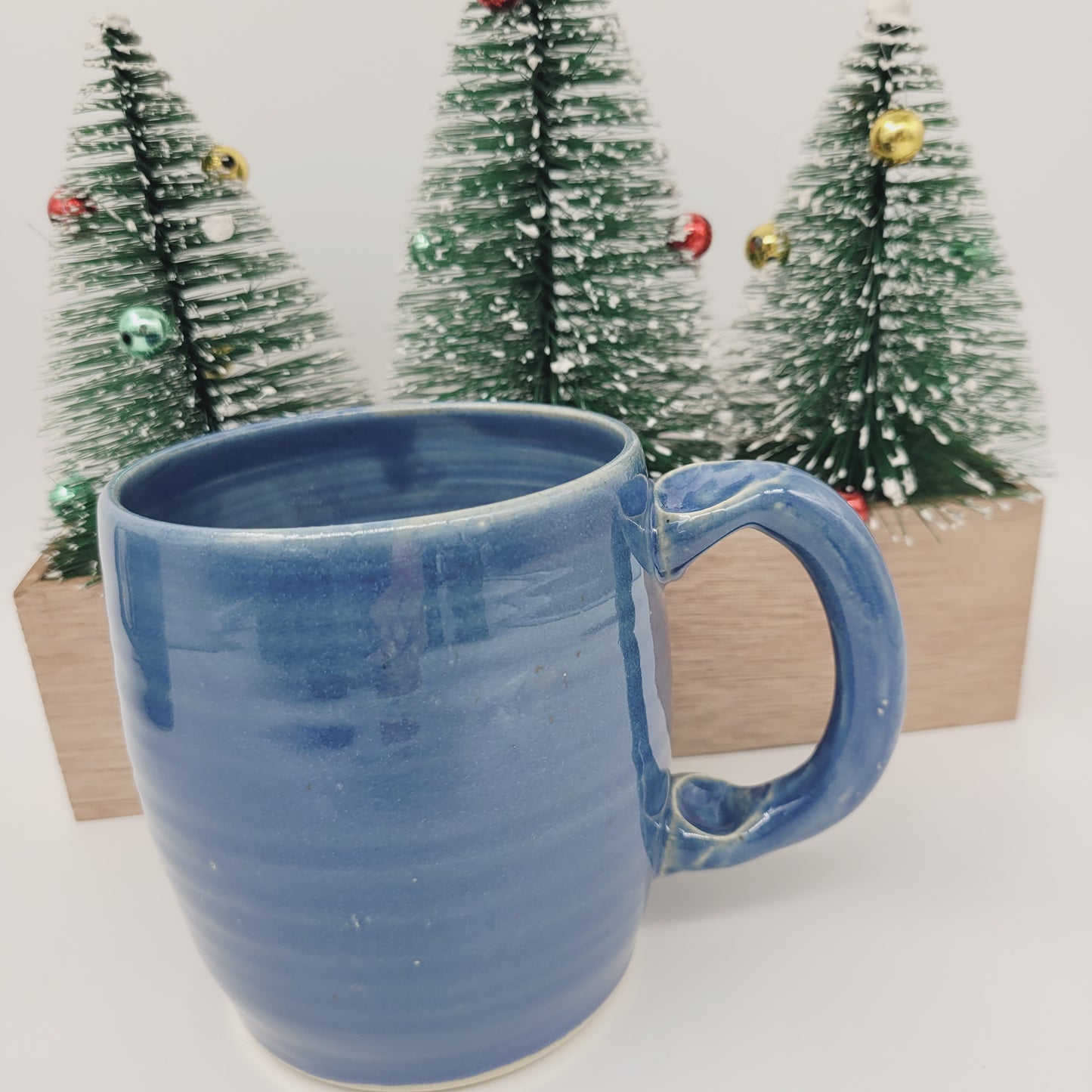 New Parent Coffee Cup | Large 16 Oz | Funny Father Gift Idea for New Dad | Blue Pottery Mug for Him | Happy Smiley Face Ug Chug Nelson Studio