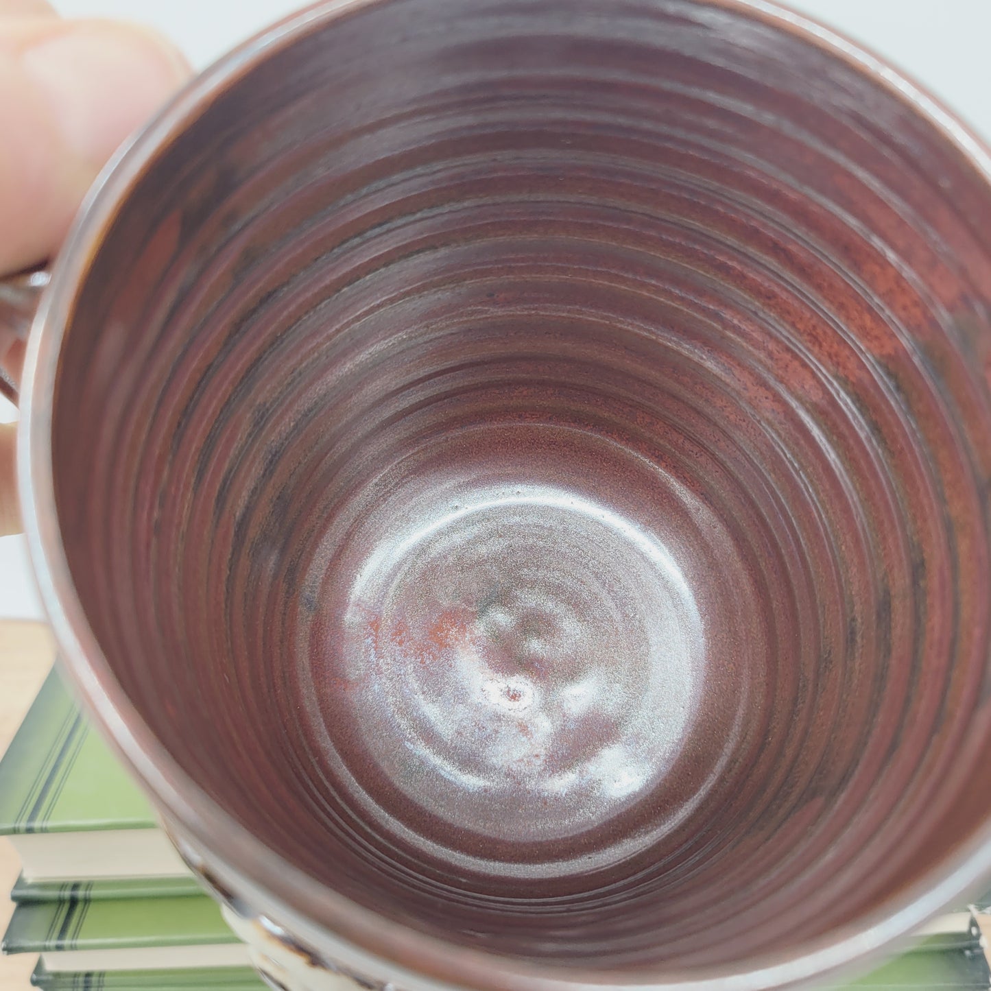 Smiley Face Mug | 16 Ounces | Cinnamon Red | Handmade Stoneware Pottery Coffee Cups