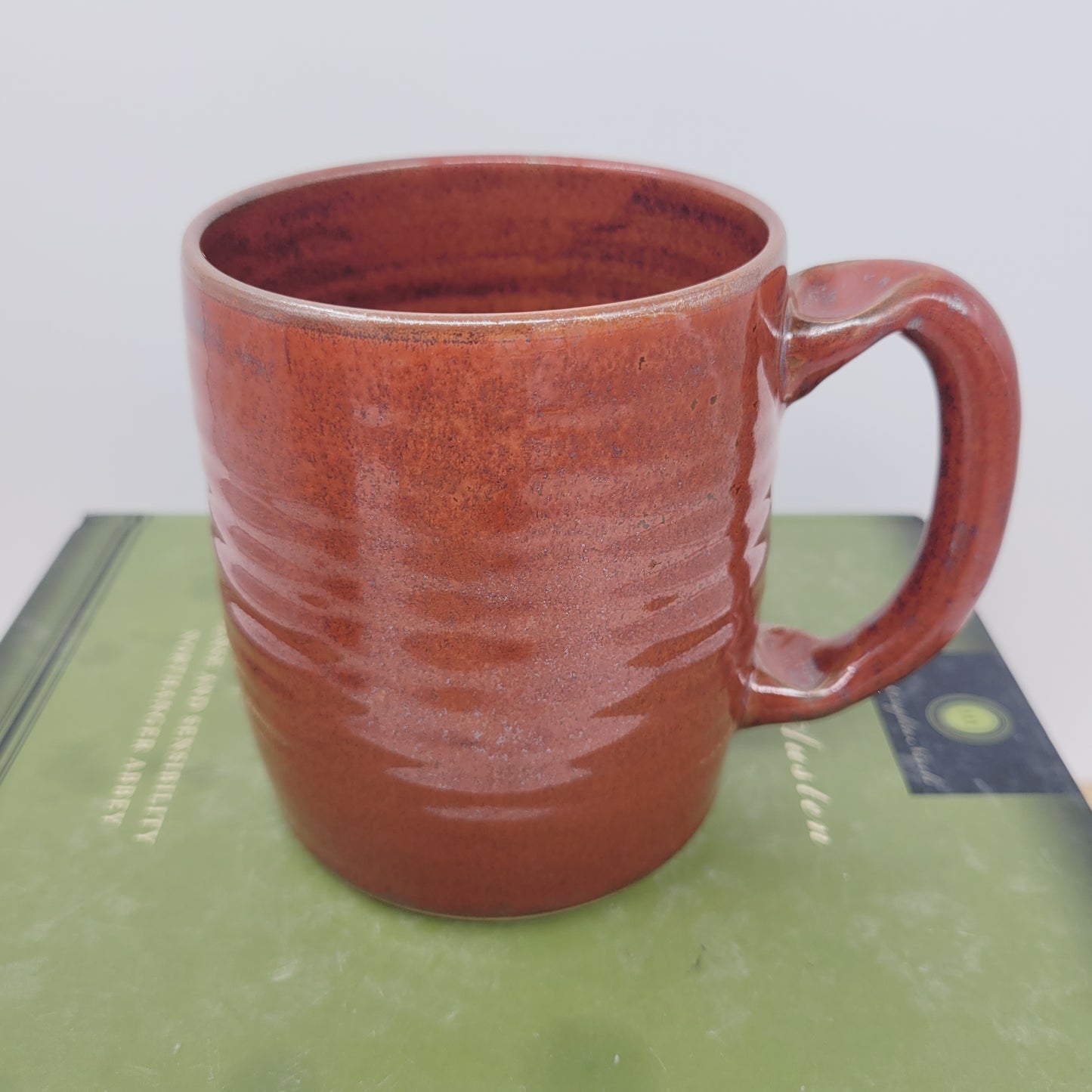 Ceramic Coffee Cup in Rustic Red Brown | UG CHUG Funny Face Mug | Handmade Stoneware Pottery