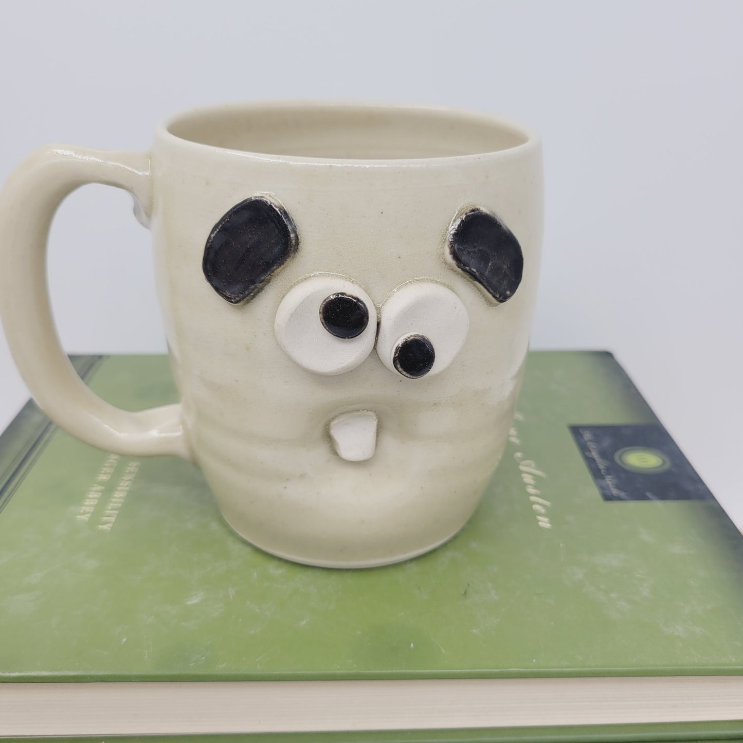 Funny Coffee Cup | Stoney White | Stoneware Ceramic Pottery | Naïve Adulting Face Mug | Wheel-Thrown Handmade