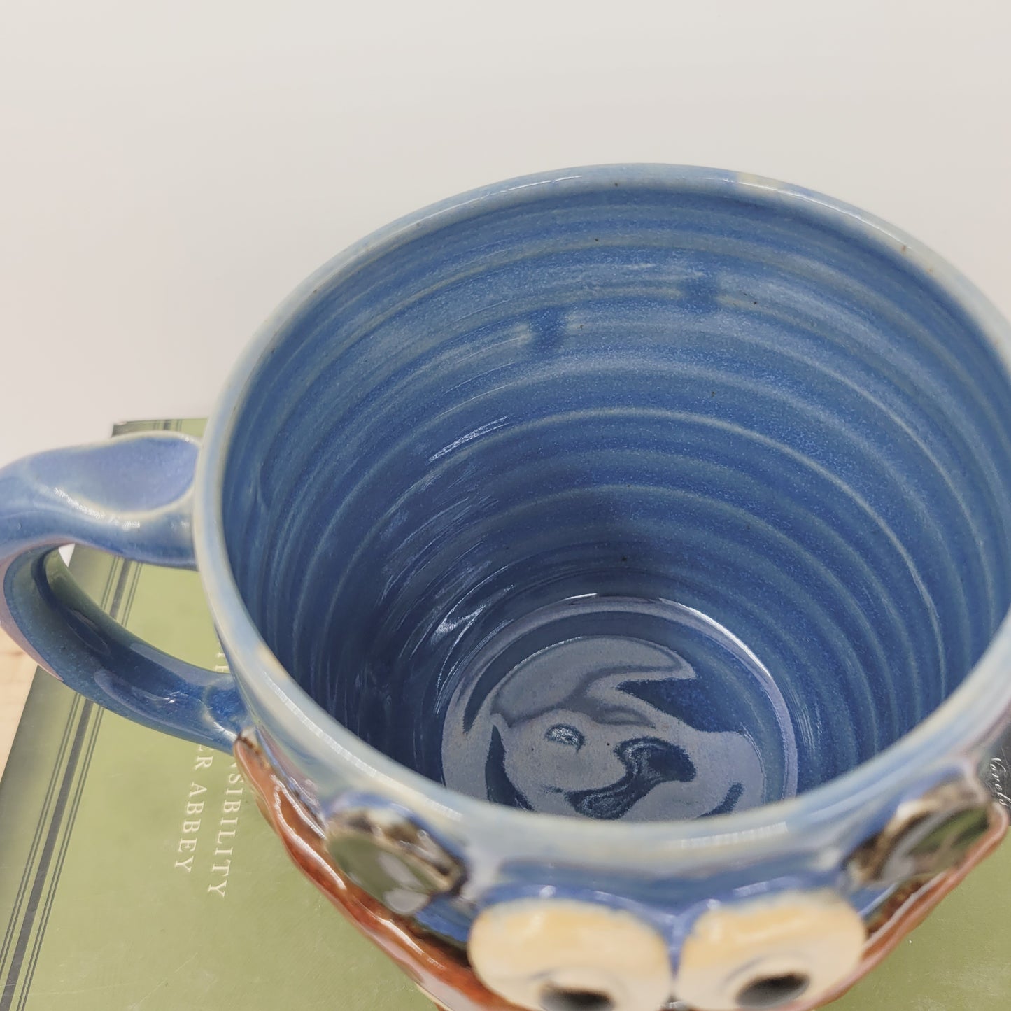 Donut Lover Coffee Cup | Extra Large 20 Oz Smiley Face Mug | Blue Tankard | Handmade Stoneware Pottery | Nelson Studio Ug Chug