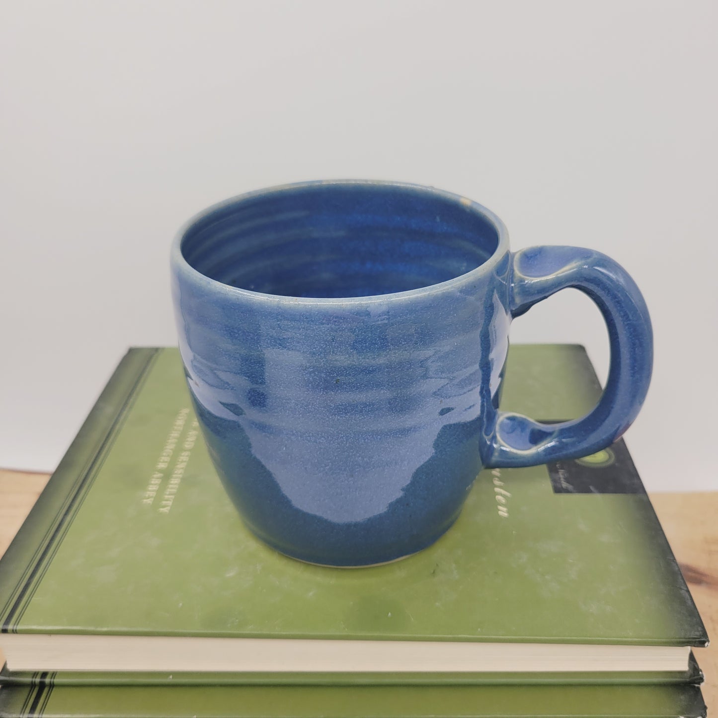 Donut Lover Coffee Cup | Extra Large 20 Oz Smiley Face Mug | Blue Tankard | Handmade Stoneware Pottery | Nelson Studio Ug Chug