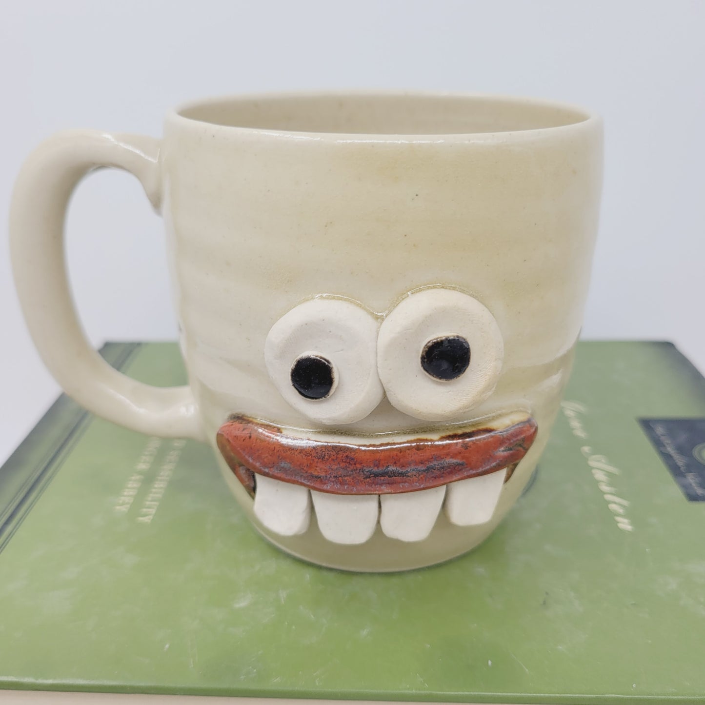 Funny Man Father Mug | Dad Bod No Excuses Workout Guy | Large Coffee Cups for Him | Stoneware Clay Pottery | Nelson Studio Ug Chug Face Mug | Cream