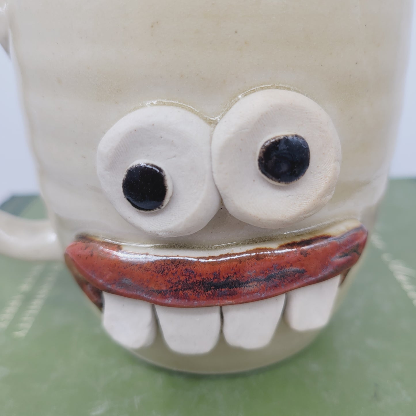 Funny Man Father Mug | Dad Bod No Excuses Workout Guy | Large Coffee Cups for Him | Stoneware Clay Pottery | Nelson Studio Ug Chug Face Mug | Cream