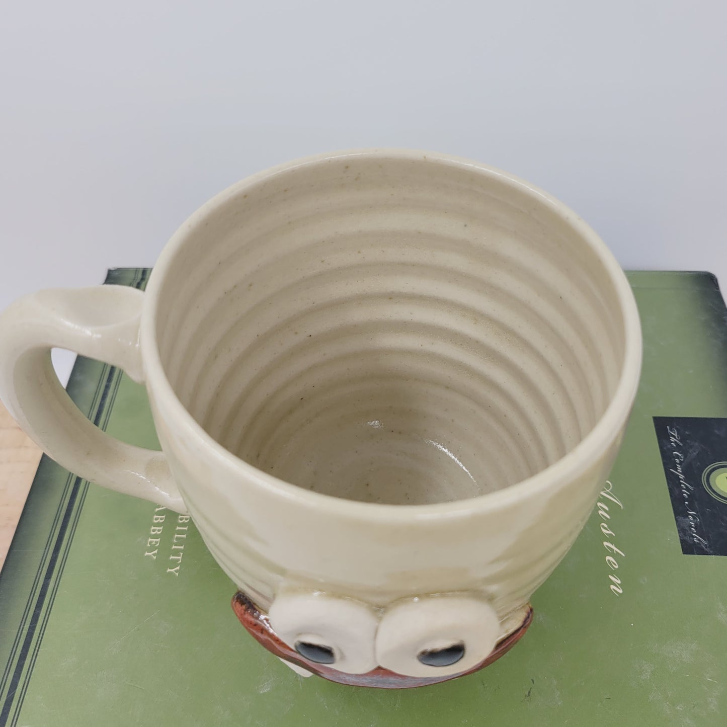 Funny Man Father Mug | Dad Bod No Excuses Workout Guy | Large Coffee Cups for Him | Stoneware Clay Pottery | Nelson Studio Ug Chug Face Mug | Cream