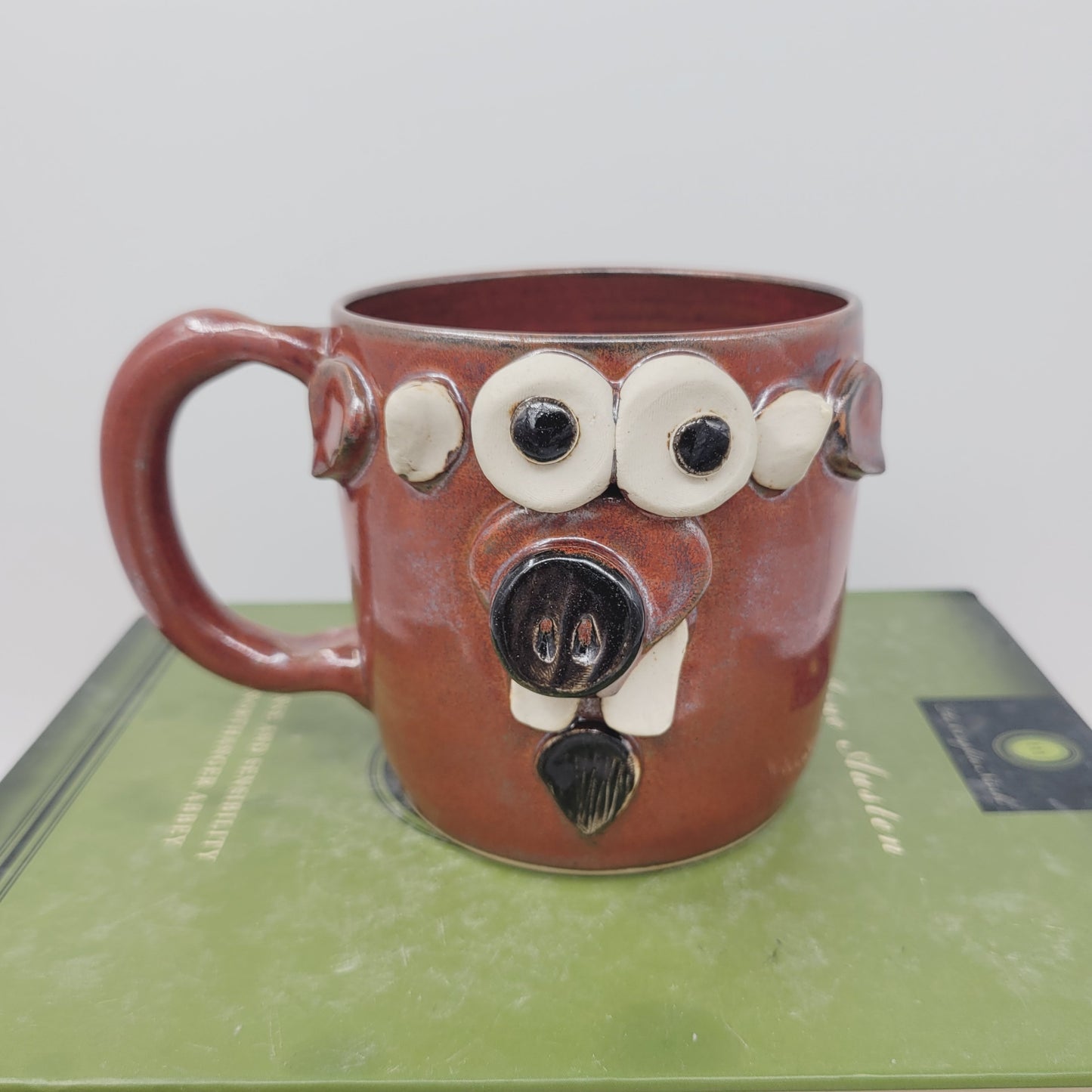Goat Face Coffee Cup | Red | Homesteading Animal Loving Country Kitchen | Fun Barnyard Animals Stoneware Goat Lover Mug