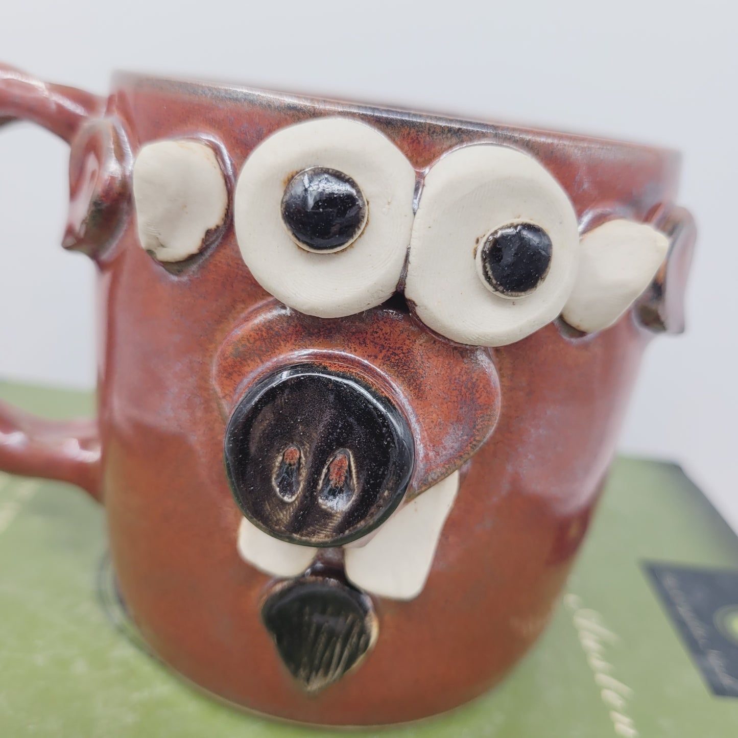 Goat Face Coffee Cup | Red | Homesteading Animal Loving Country Kitchen | Fun Barnyard Animals Stoneware Goat Lover Mug