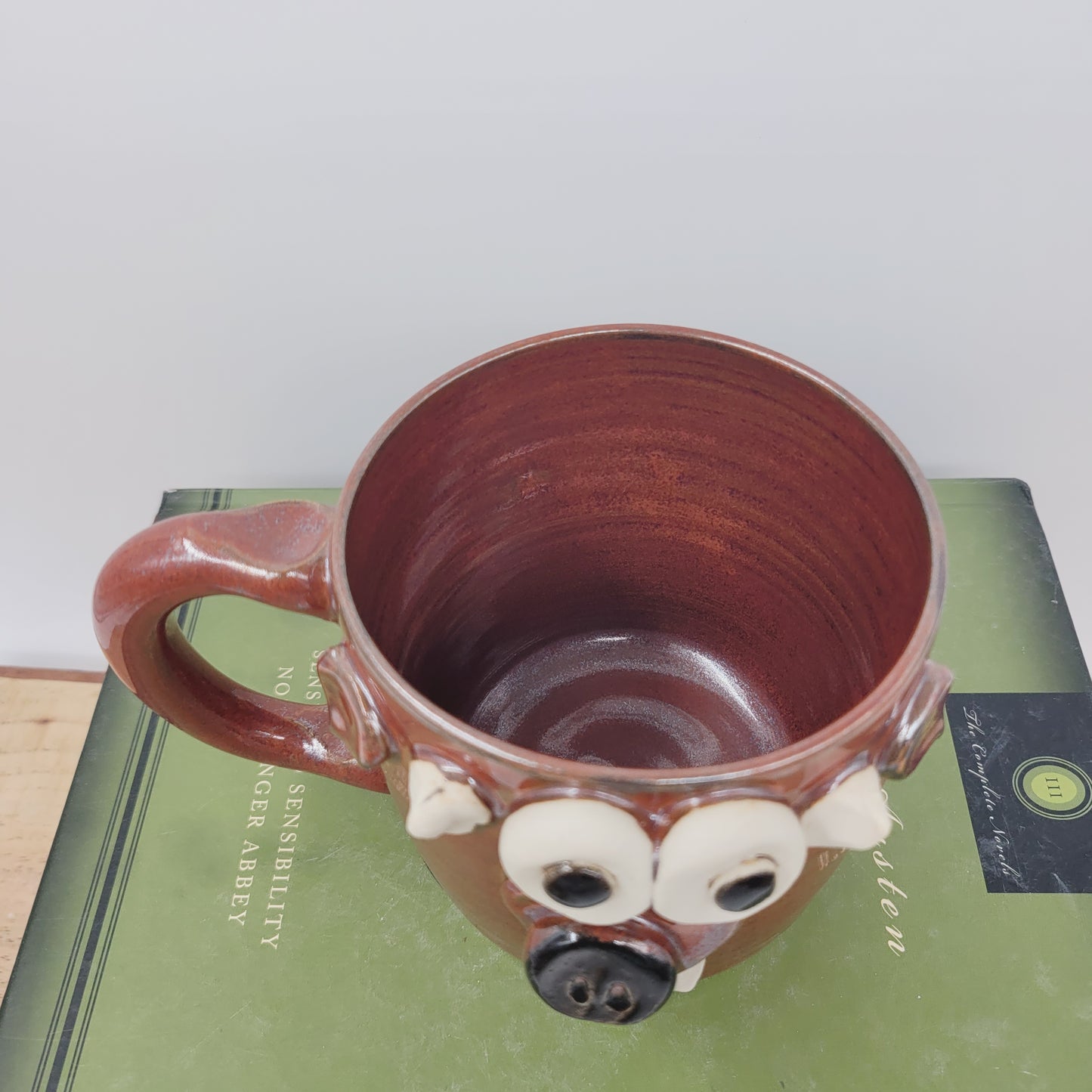 Goat Face Coffee Cup | Red | Homesteading Animal Loving Country Kitchen | Fun Barnyard Animals Stoneware Goat Lover Mug
